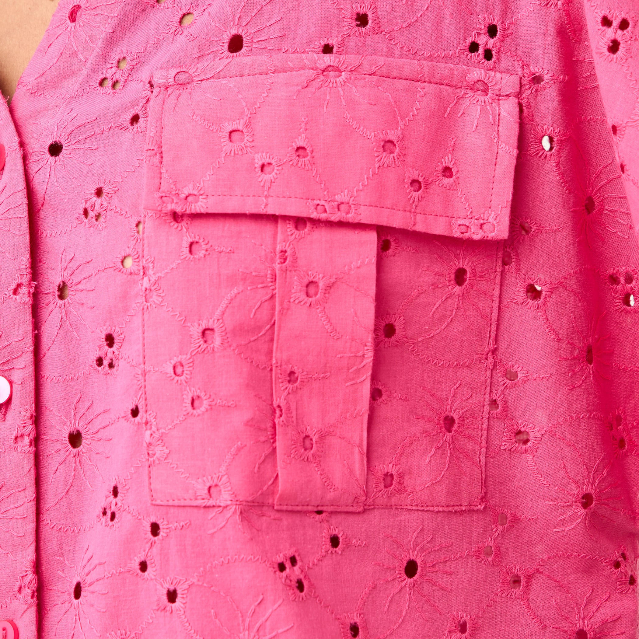 Schiffli Textured Shirt with Collar and Knot Detail-women-clothing-shirtsandblouses-shirts-image-6
