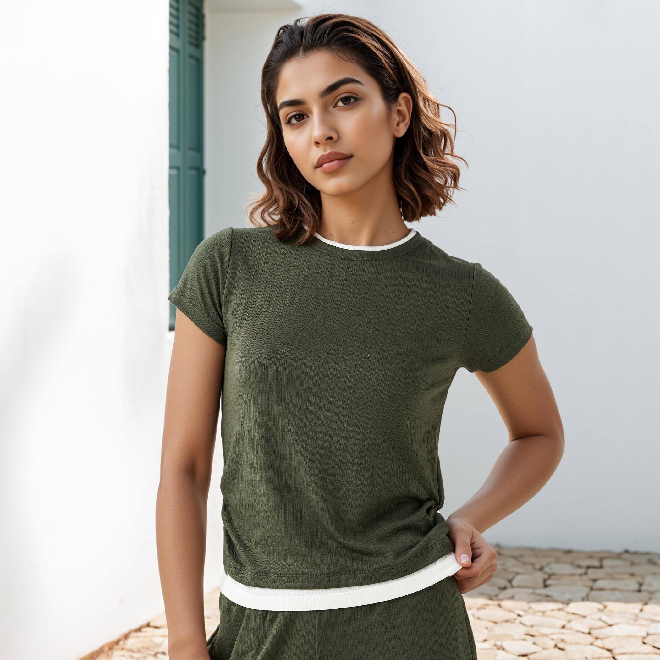 Side Rouched Twofer T-shirt-women-clothing-tshirts-image-1