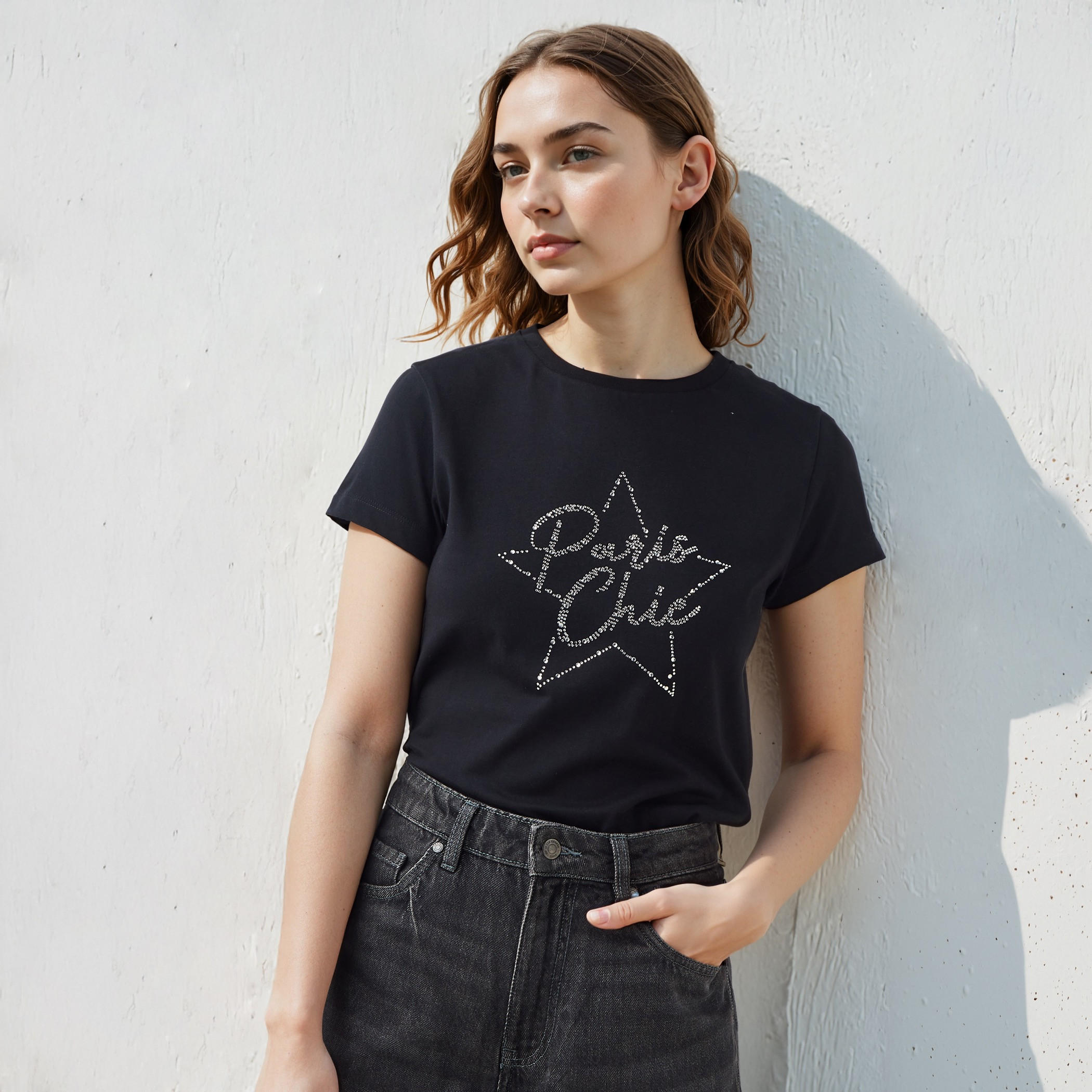 Embellished Crew Neck T-shirt-women-clothing-tshirts-image-1