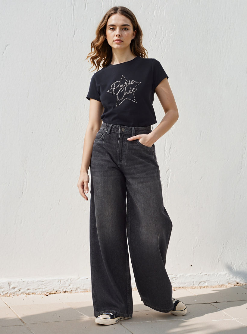 Embellished Crew Neck T-shirt-women-clothing-tshirts-image-2