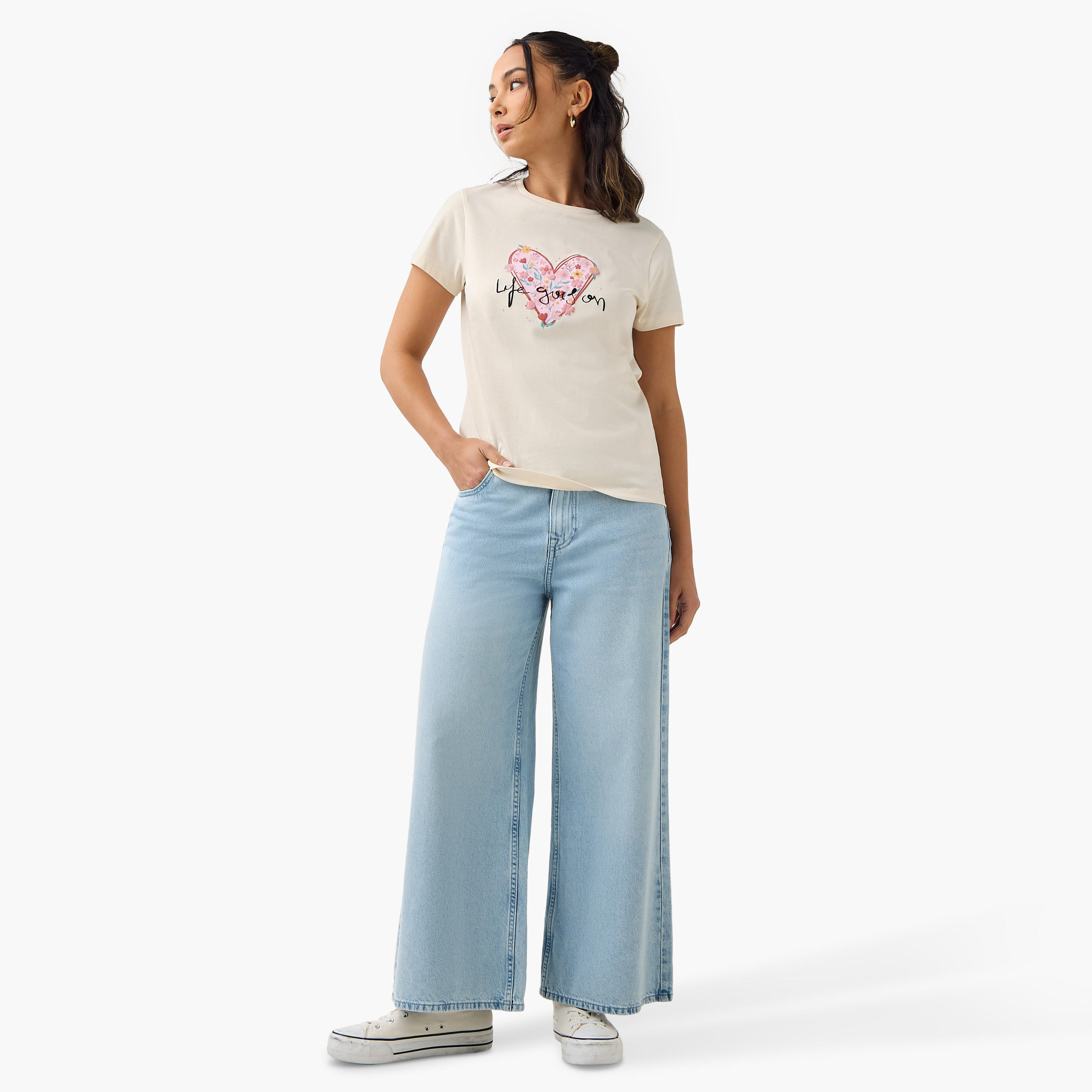 Slogan Embroidered T-shirt-women-clothing-tshirts-image-2