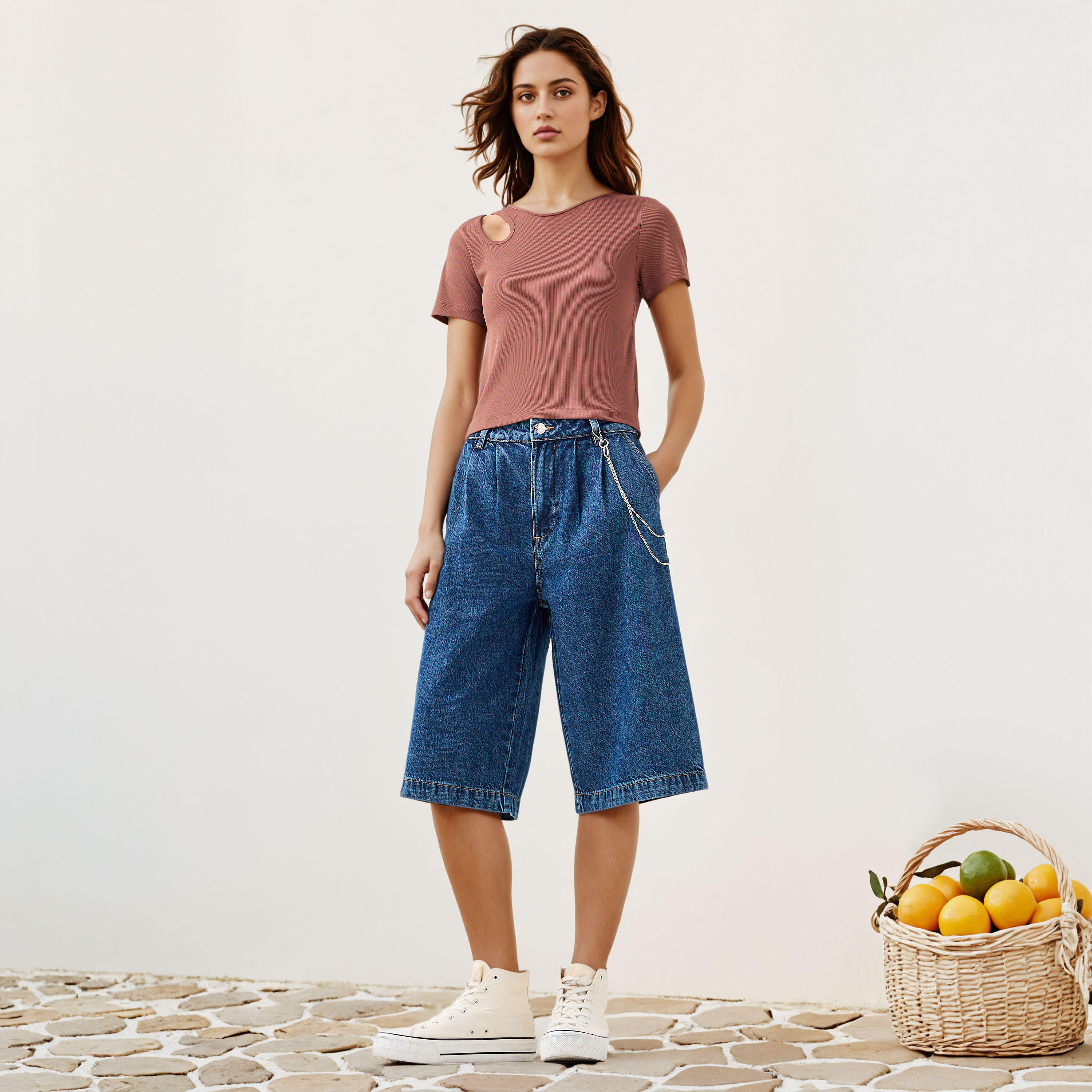 Ribbed T-shirt with Cutout Detail-women-clothing-tshirts-image-2