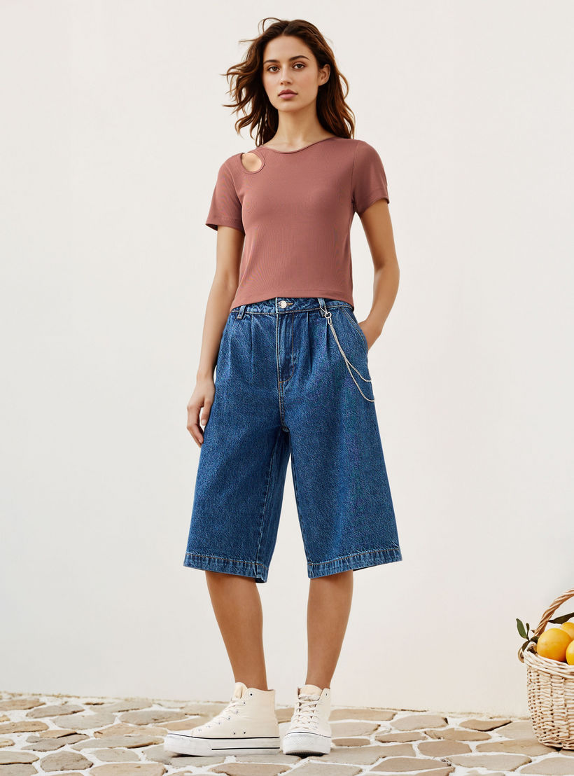 Ribbed T-shirt with Cutout Detail-women-clothing-tshirts-image-2
