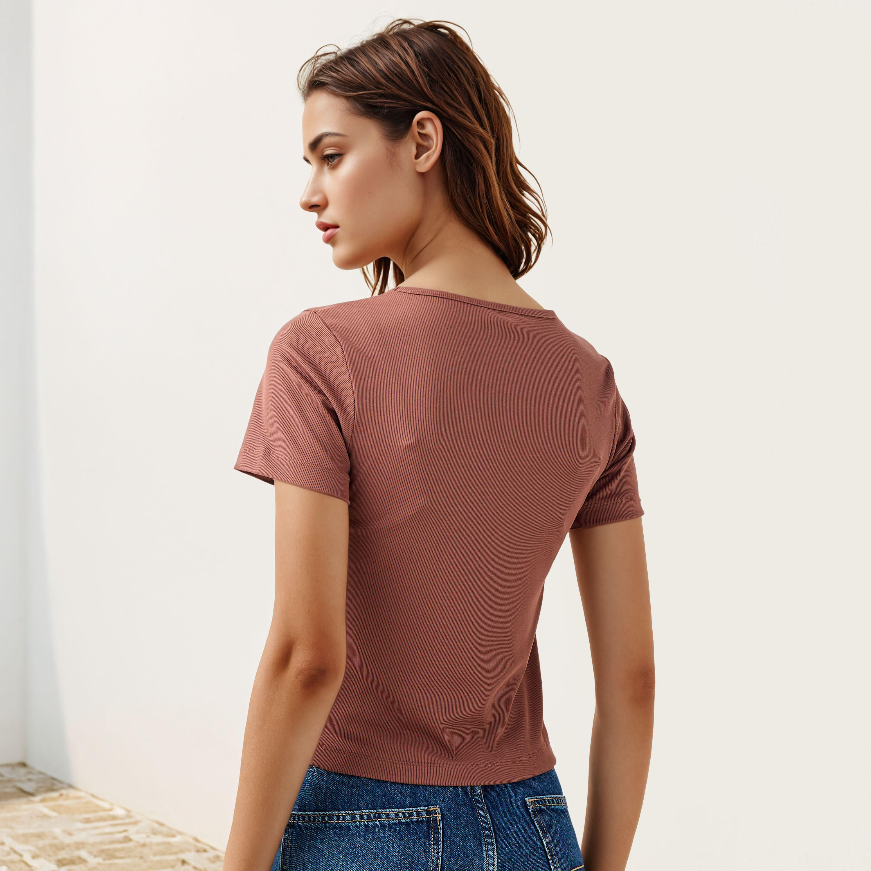 Ribbed T-shirt with Cutout Detail-women-clothing-tshirts-image-3