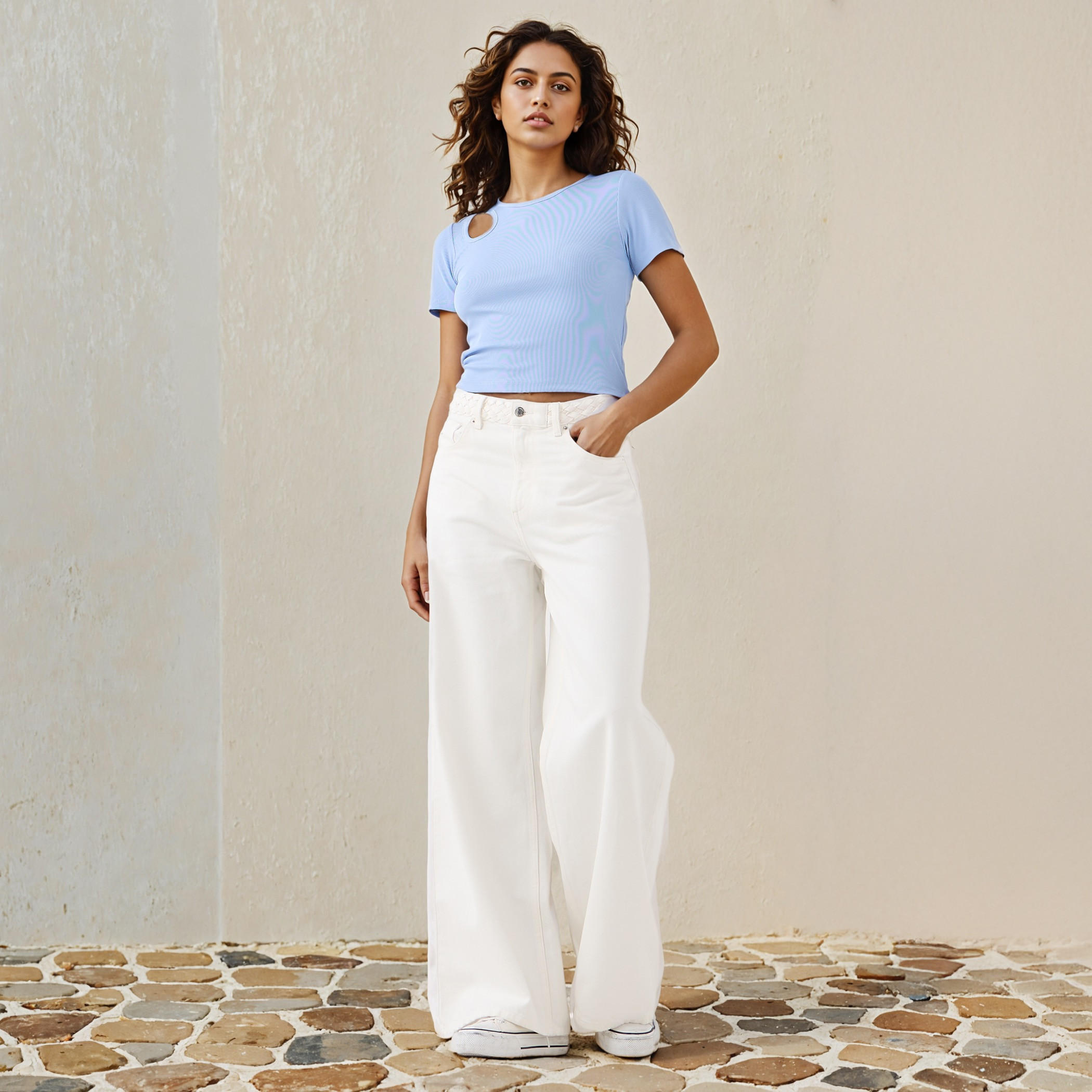 Ribbed T-shirt with Cutout Detail-women-clothing-tshirts-image-2