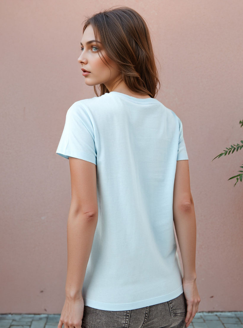 Graphic Print T-shirt with Crew Neck-women-clothing-tshirts-image-3