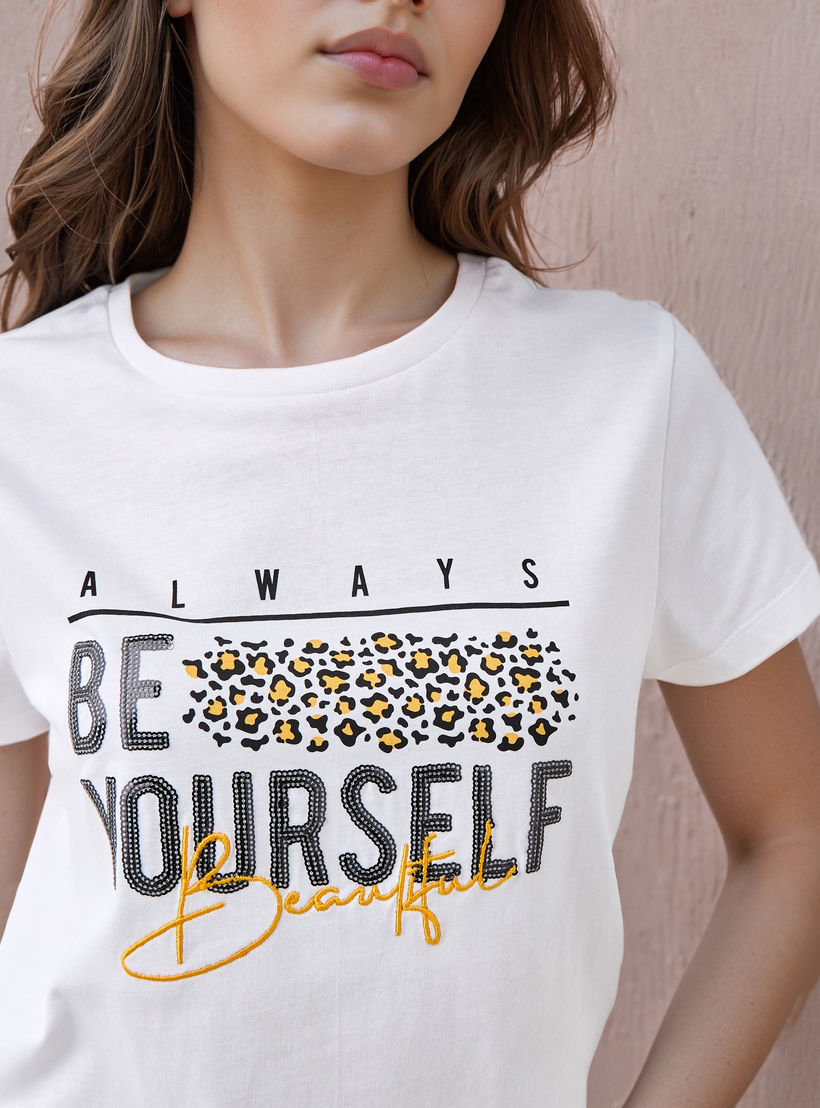 Graphic Print T-shirt with Crew Neck-women-clothing-tshirts-image-4