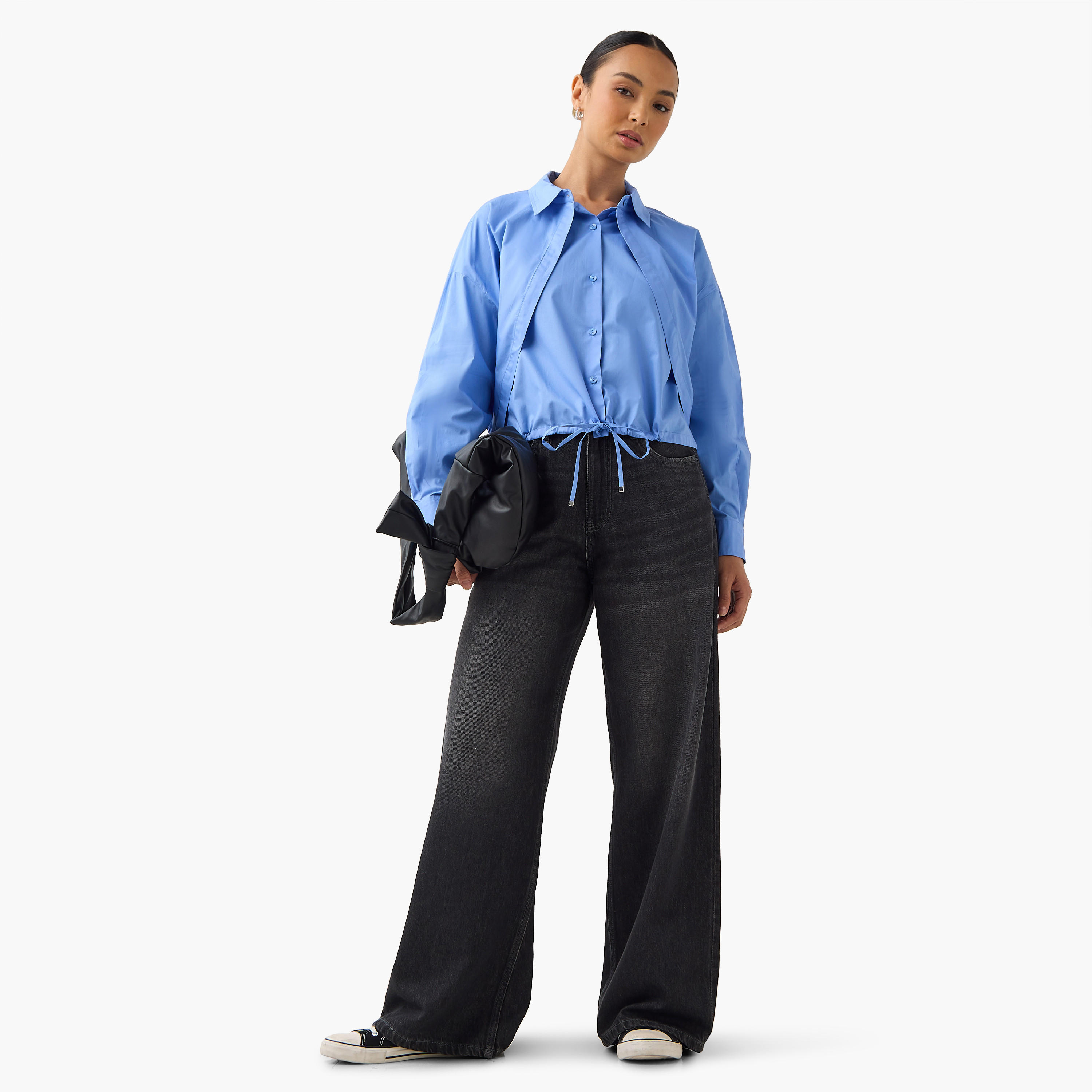 Layered Cotton Shirt with Tie-Ups-women-clothing-shirtsandblouses-shirts-image-2