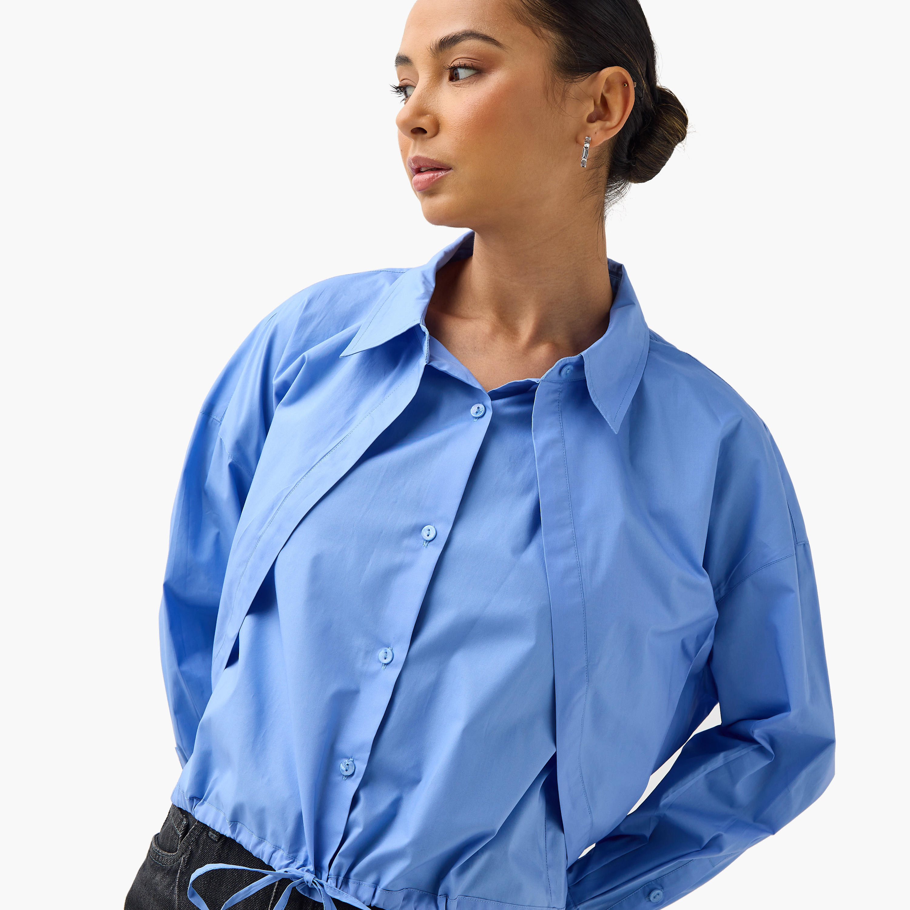Layered Cotton Shirt with Tie-Ups-women-clothing-shirtsandblouses-shirts-image-4