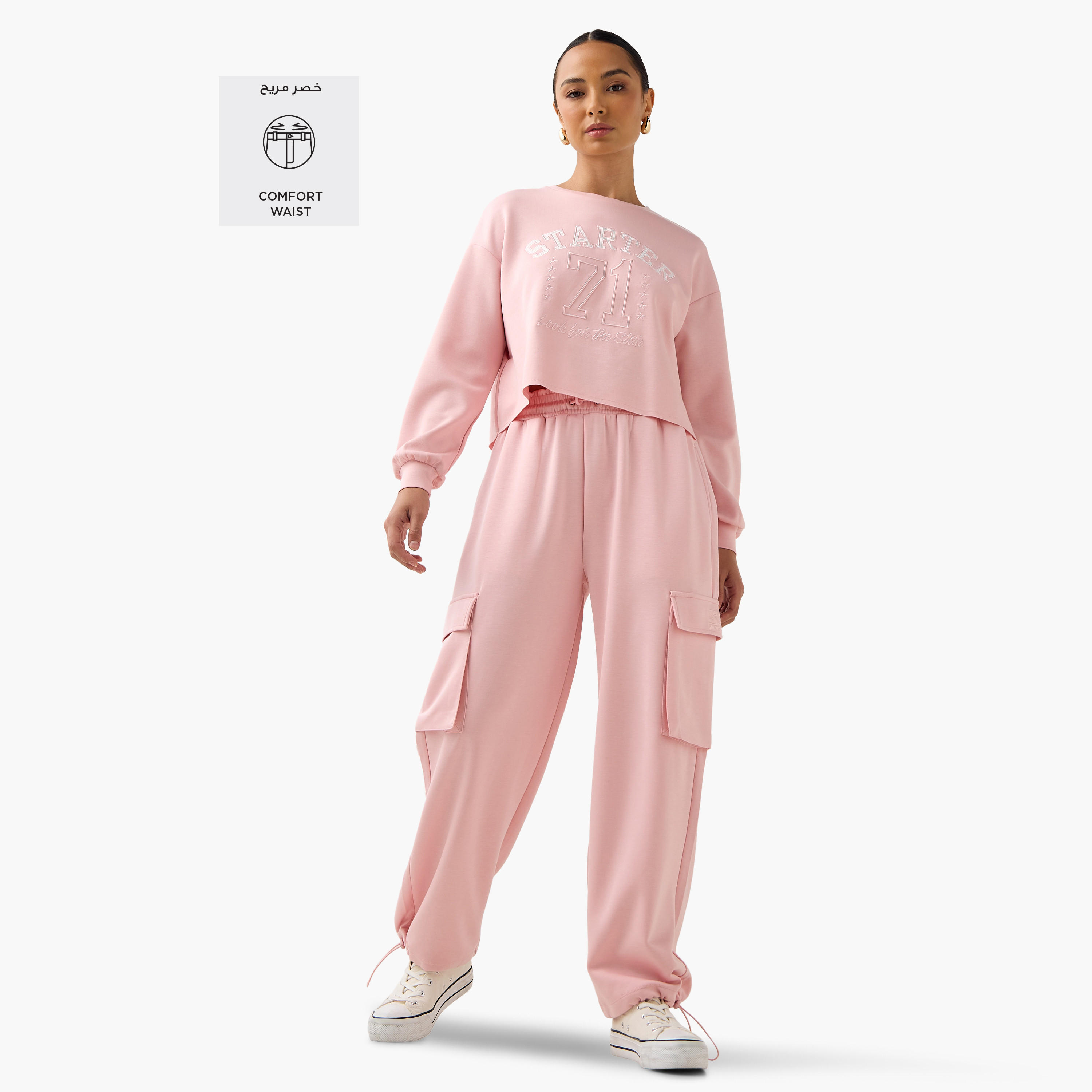Starter Cargo Joggers with Drawstring Closure and Pocket Detail-women-clothing-bottoms-joggers-image-2