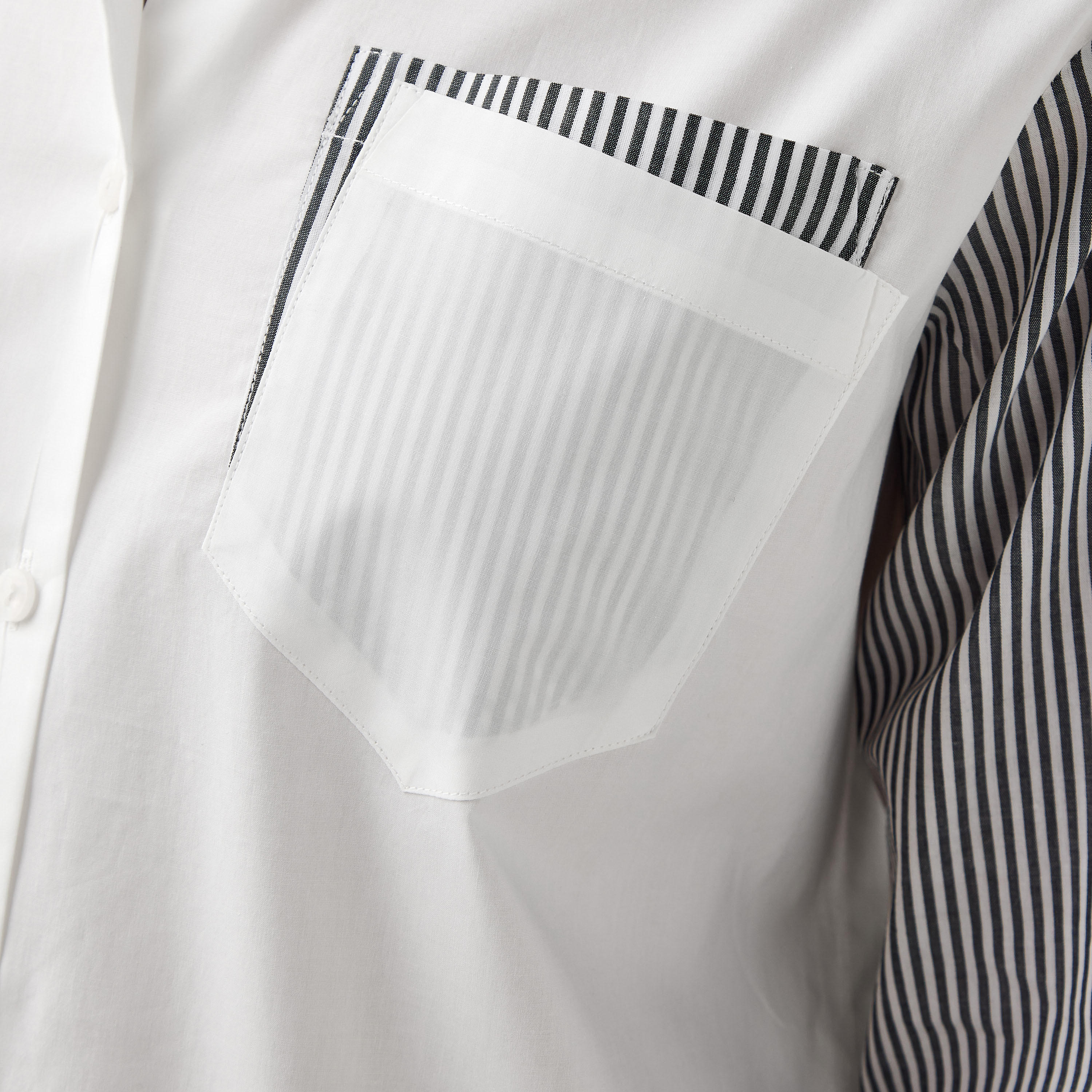 Regular Fit Striped Collared Cotton Shirt with Chest Pocket-women-clothing-shirtsandblouses-shirts-image-5