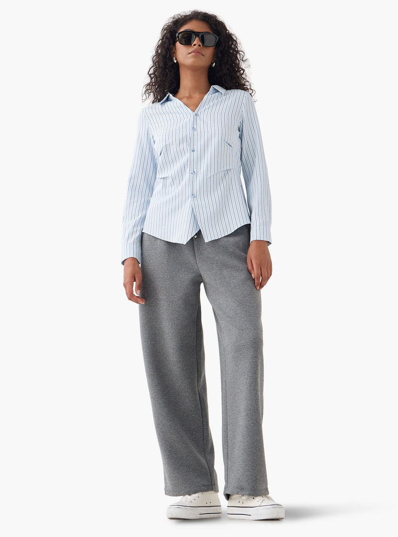 Slim Fit Striped Collared Shirt-women-clothing-shirtsandblouses-shirts-image-2