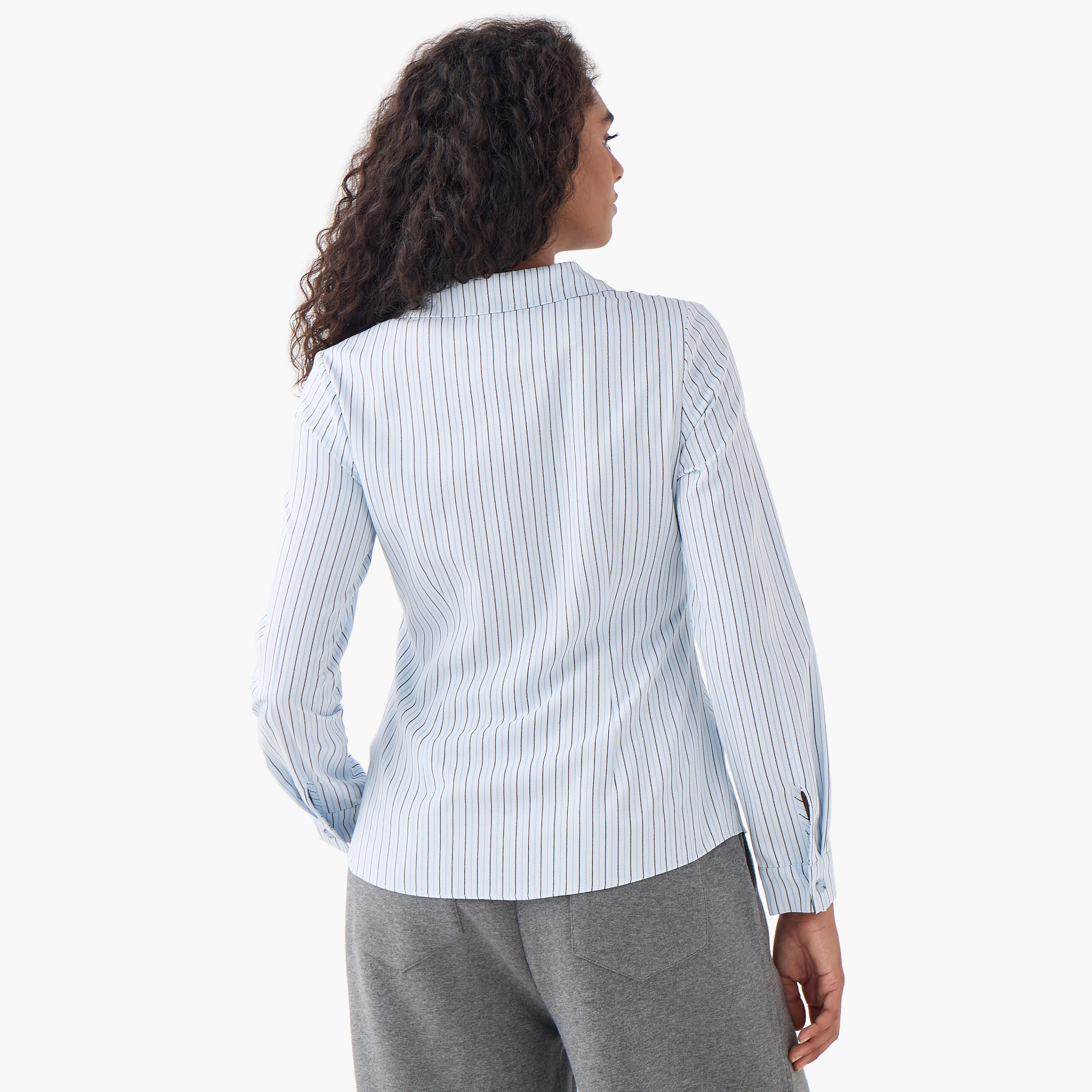 Slim Fit Striped Collared Shirt-women-clothing-shirtsandblouses-shirts-image-3