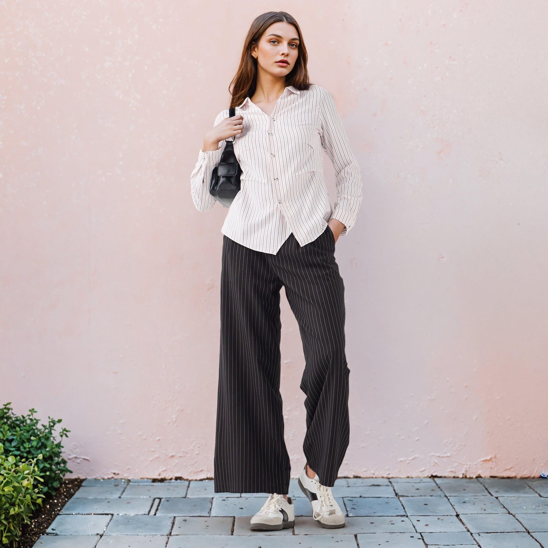 Slim Fit Striped Collared Shirt-women-clothing-shirtsandblouses-shirts-image-2