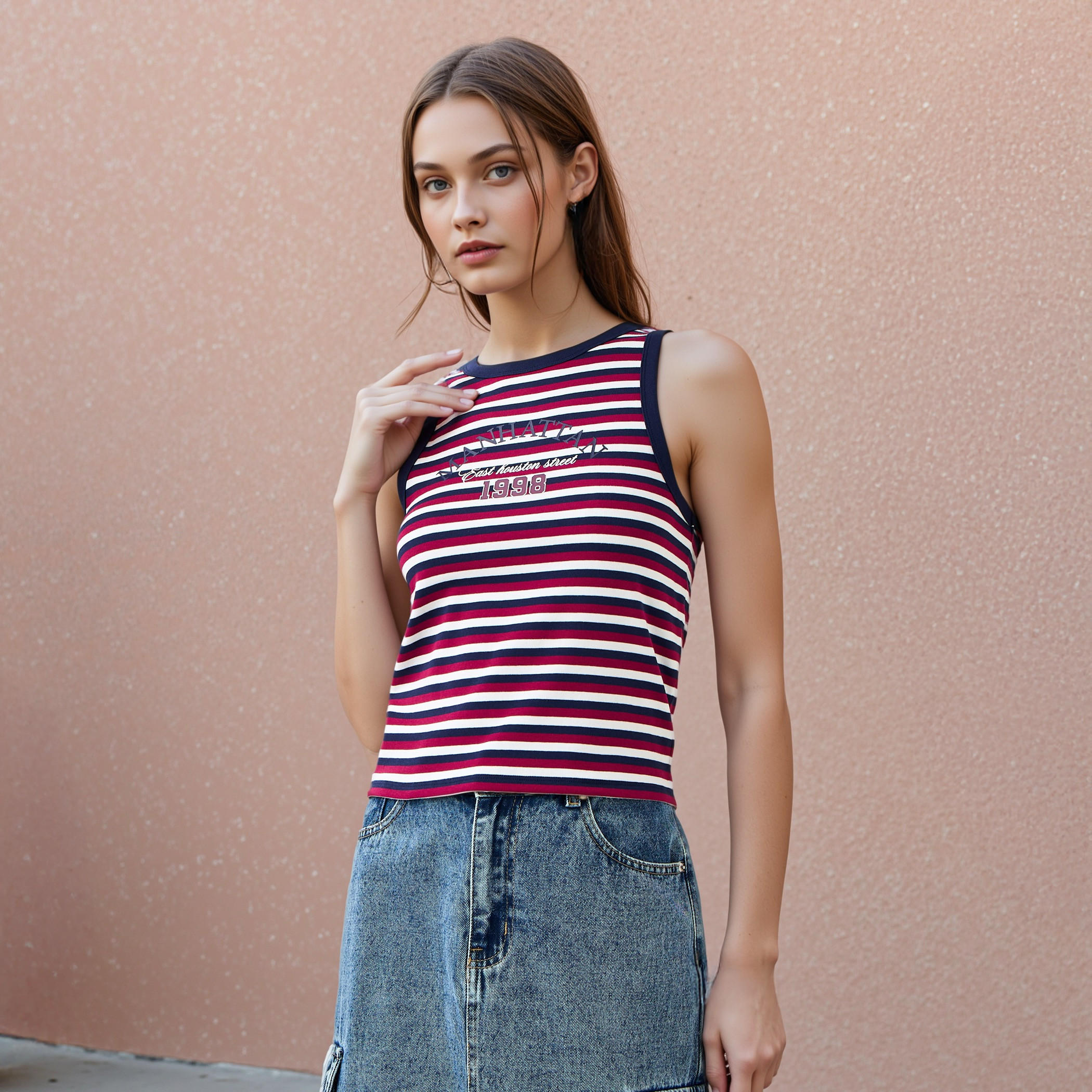 Striped Racerback Tank Top-women-clothing-tshirts-image-1