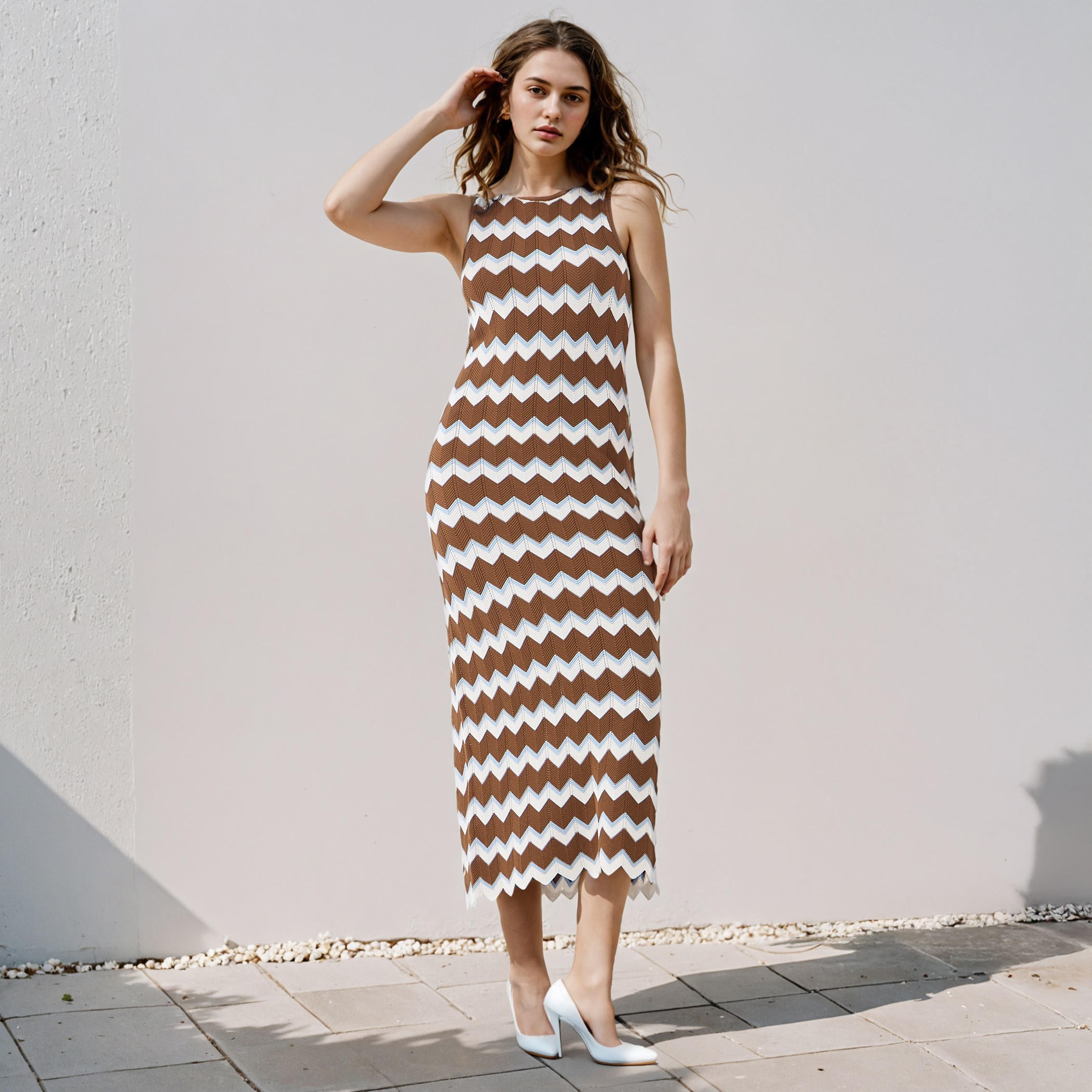 Geometric Print Sleeveless Midi Dress-women-clothing-dresses-image-2