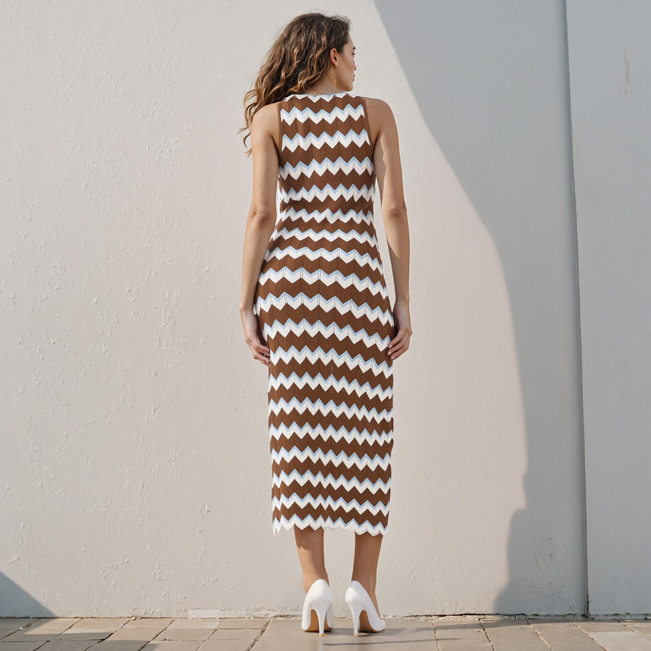 Geometric Print Sleeveless Midi Dress-women-clothing-dresses-image-3