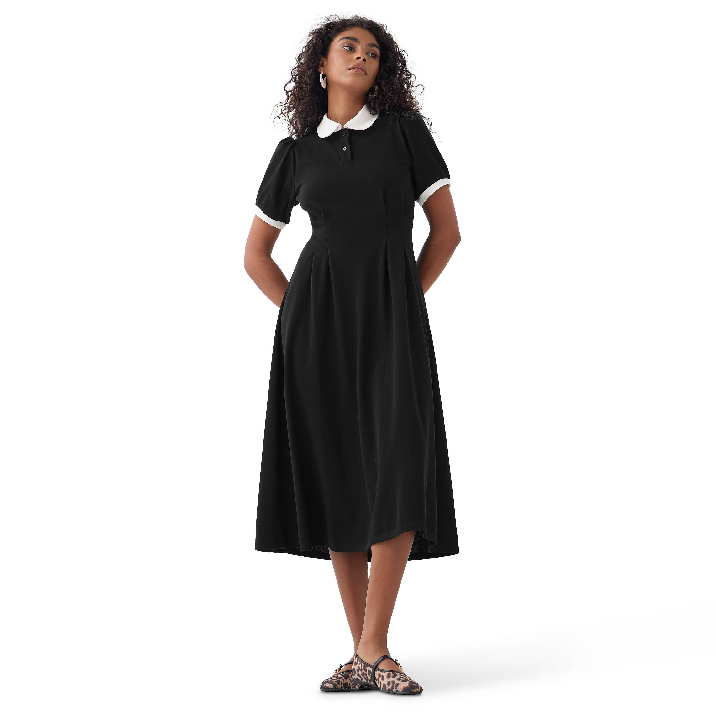 Peter Pan Collar Midi Dress-women-clothing-dresses-image-2