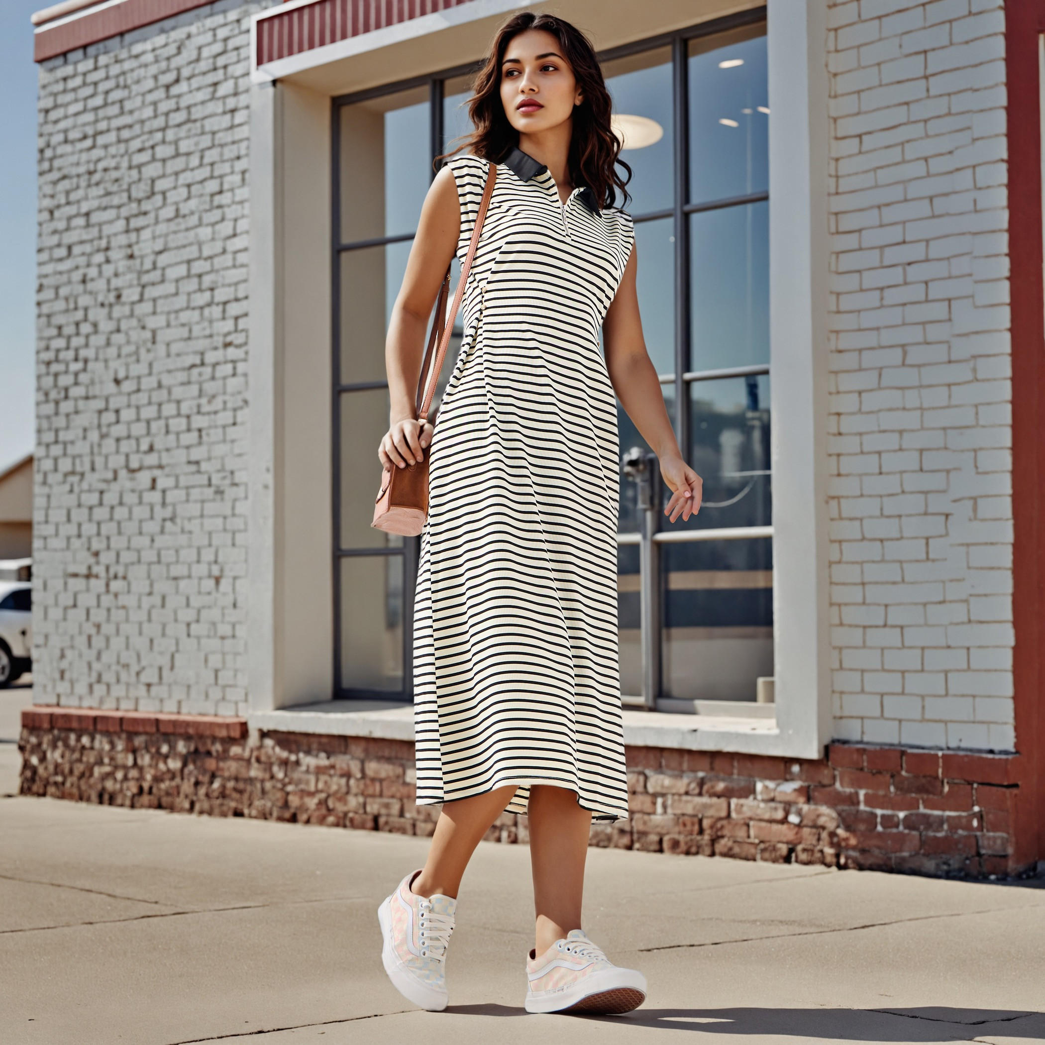 فستان بولو مقلم بدون أكمام-women-clothing-dresses-image-1