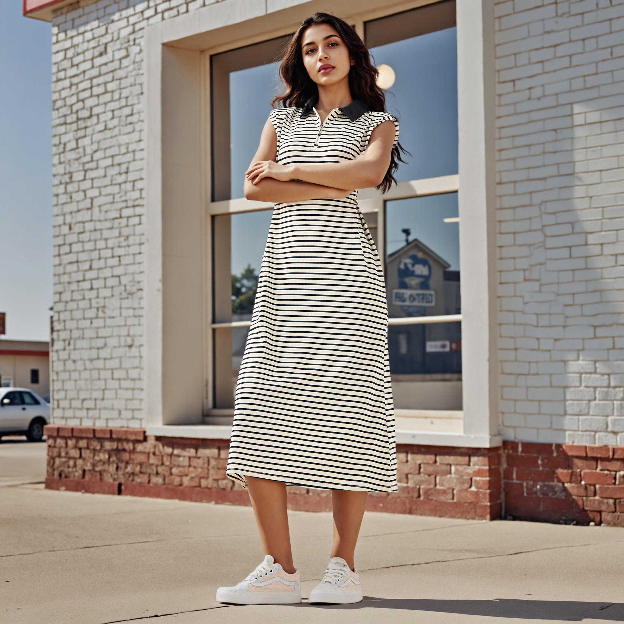 فستان بولو مقلم بدون أكمام-women-clothing-dresses-image-4