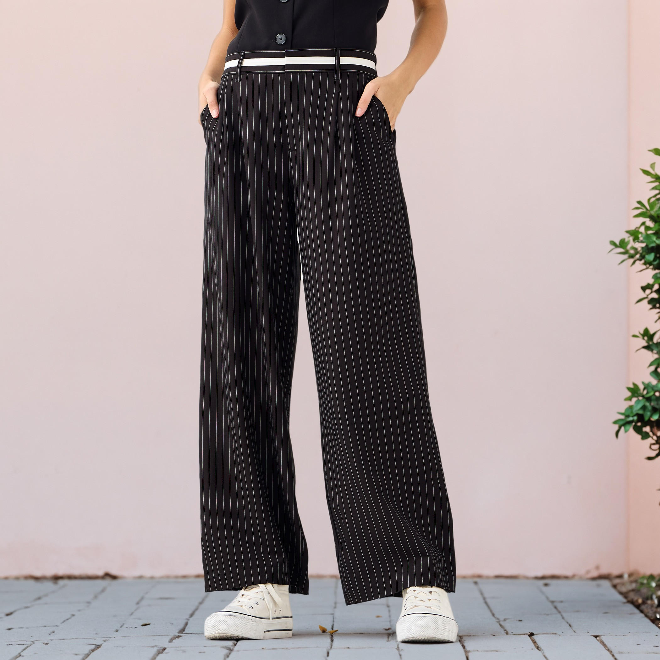 Striped Wide-Leg Linen Blend Pants with Pockets-women-clothing-bottoms-trousers-image-1
