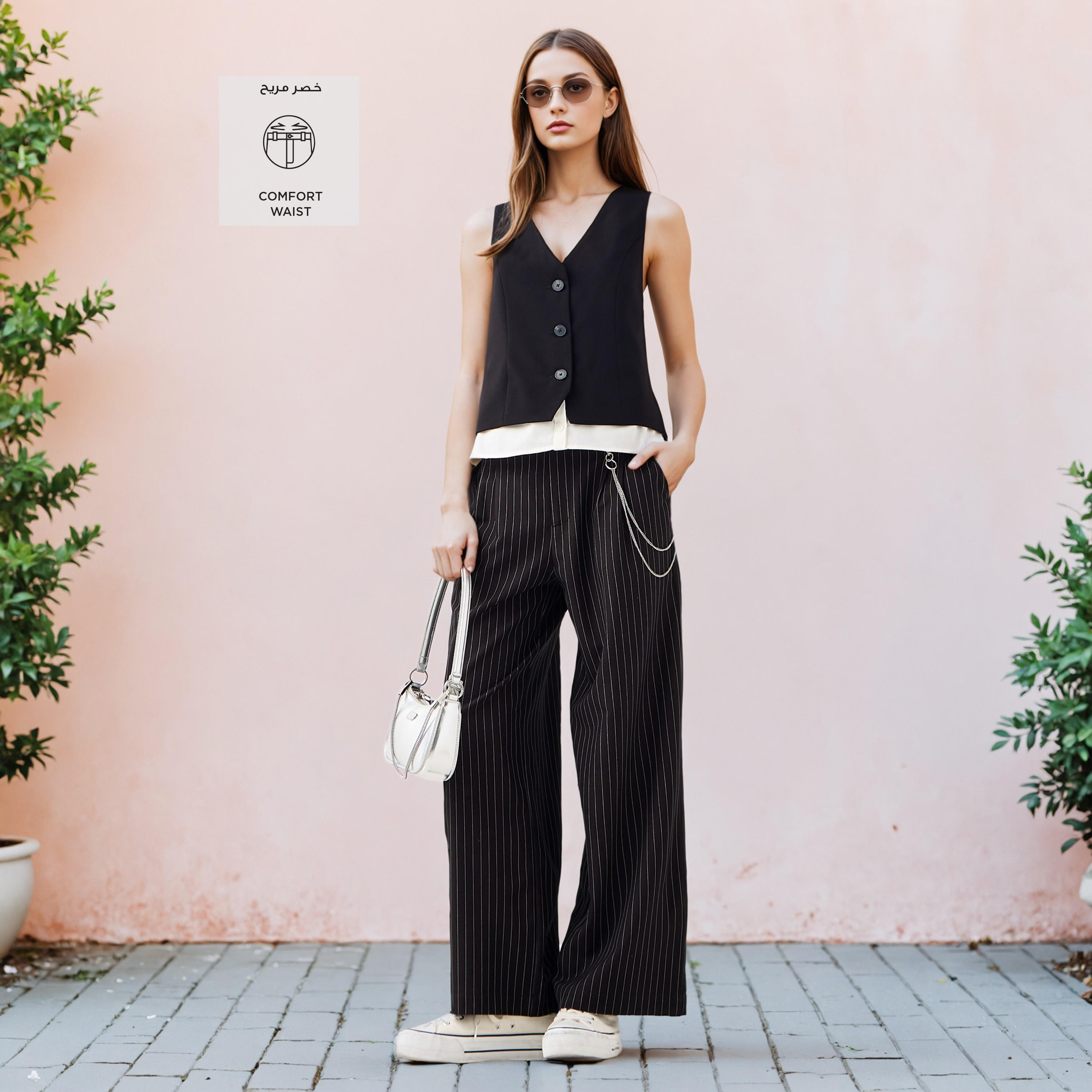 Striped Wide-Leg Linen Blend Pants with Pockets-women-clothing-bottoms-trousers-image-2