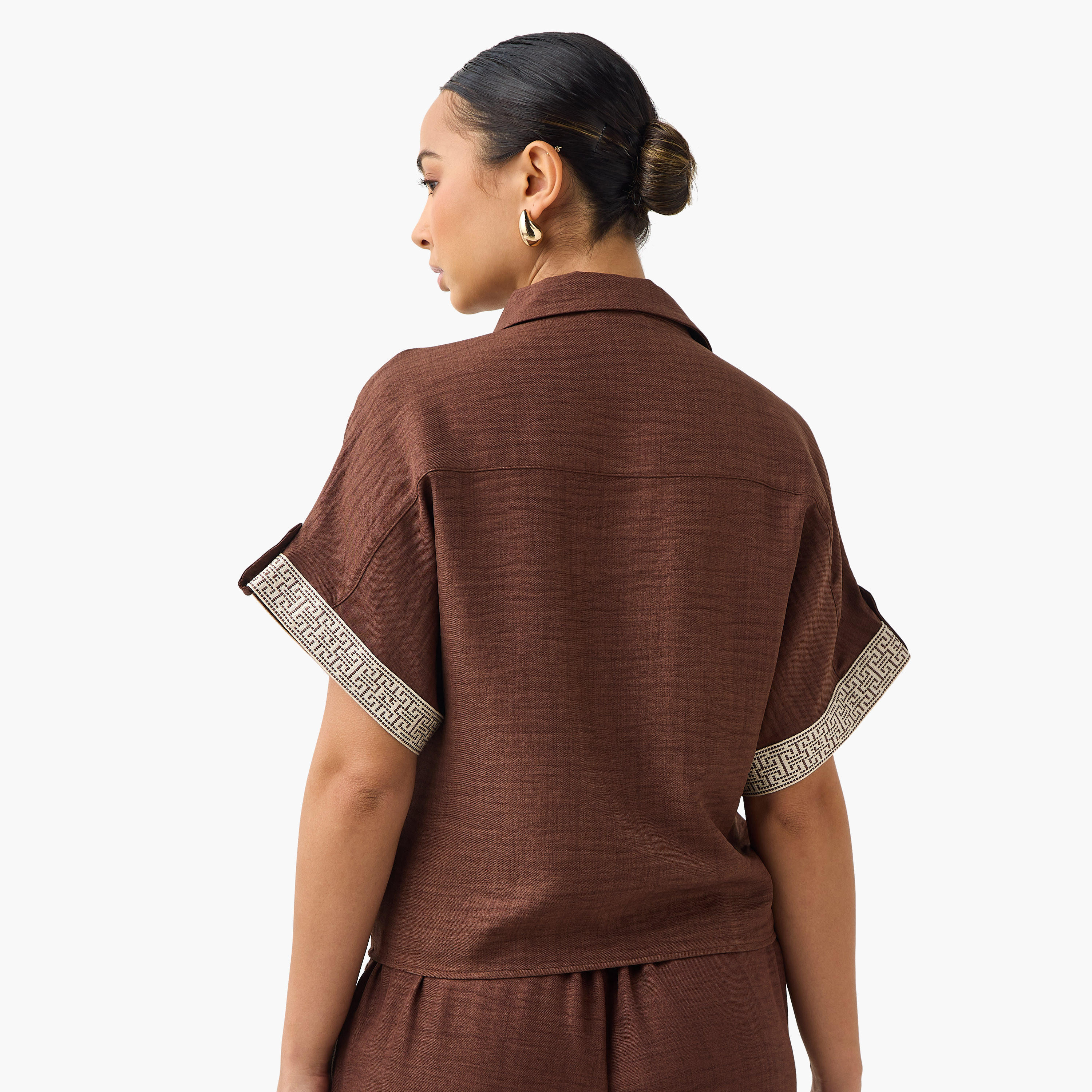 Panel Detail Crop Shirt with Knot and Pockets-women-clothing-shirtsandblouses-shirts-image-3