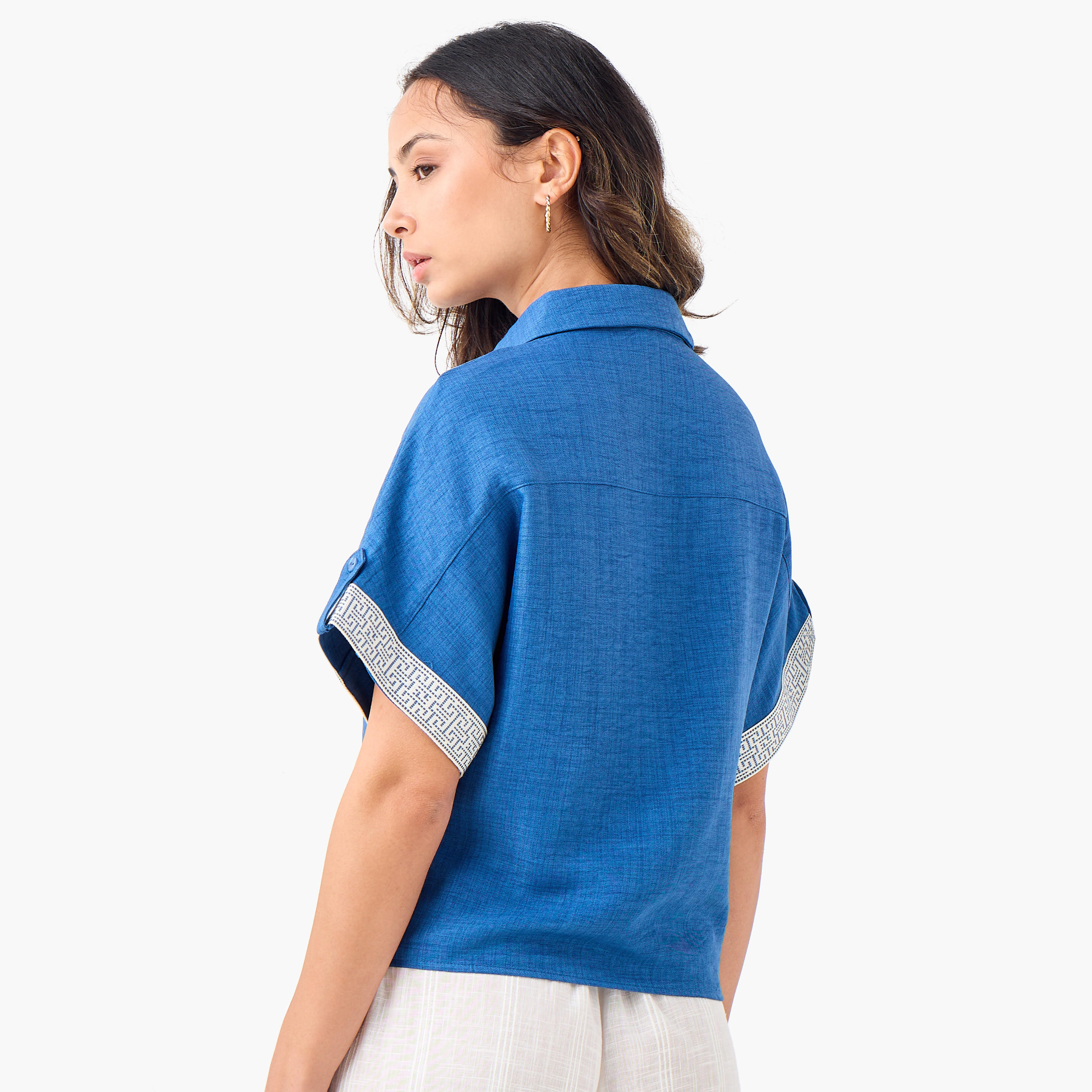 Panel Detail Crop Shirt with Knot and Pockets-women-clothing-shirtsandblouses-shirts-image-3