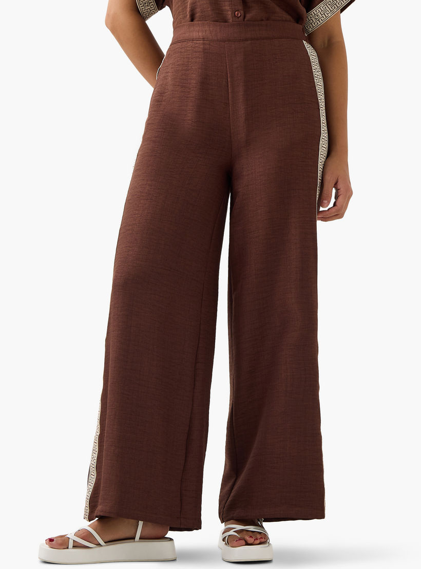Panel Detail Regular Fit Pants with Semi-Elasticated Waistband-women-clothing-coordsets-image-1