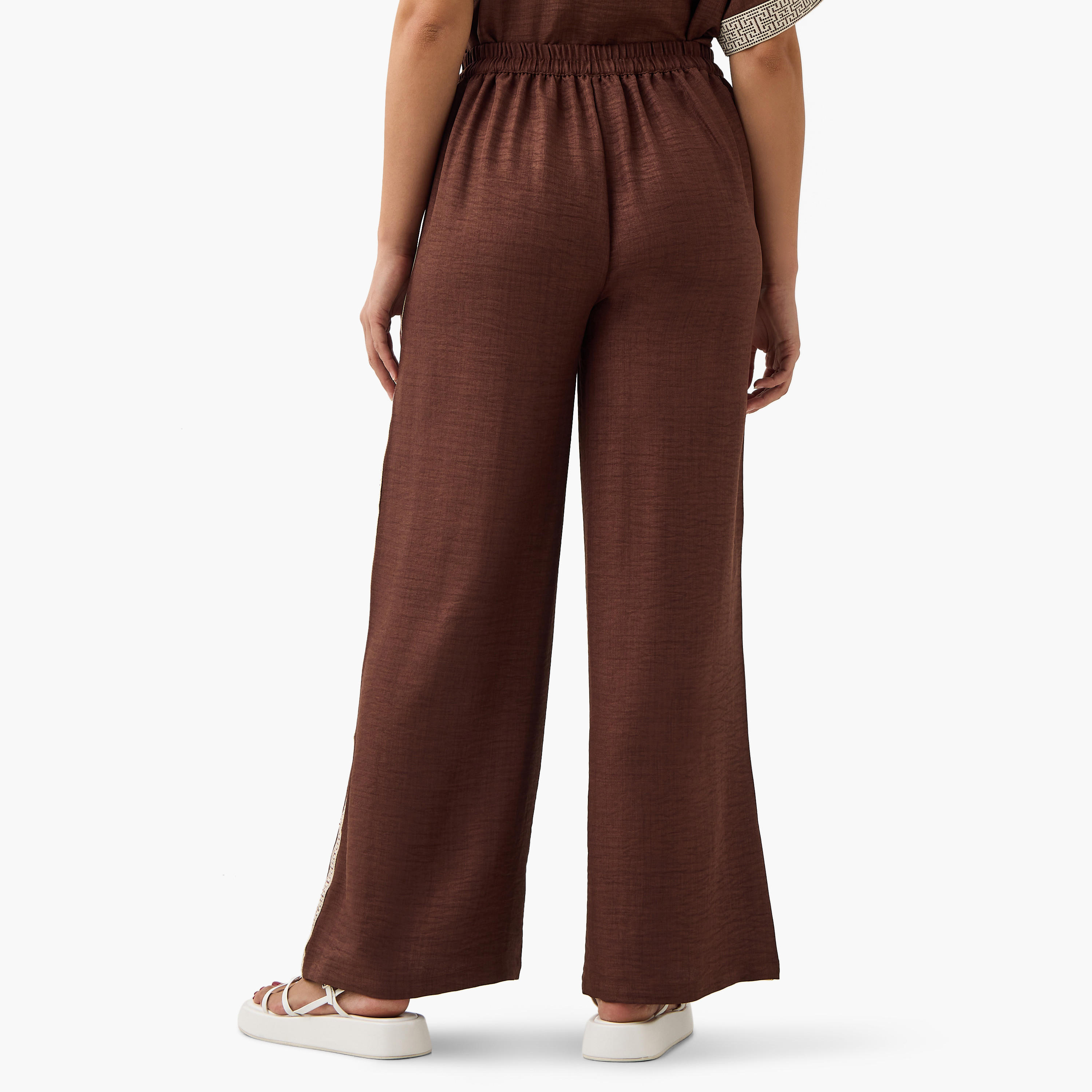 Panel Detail Regular Fit Pants with Semi-Elasticated Waistband-women-clothing-coordsets-image-3