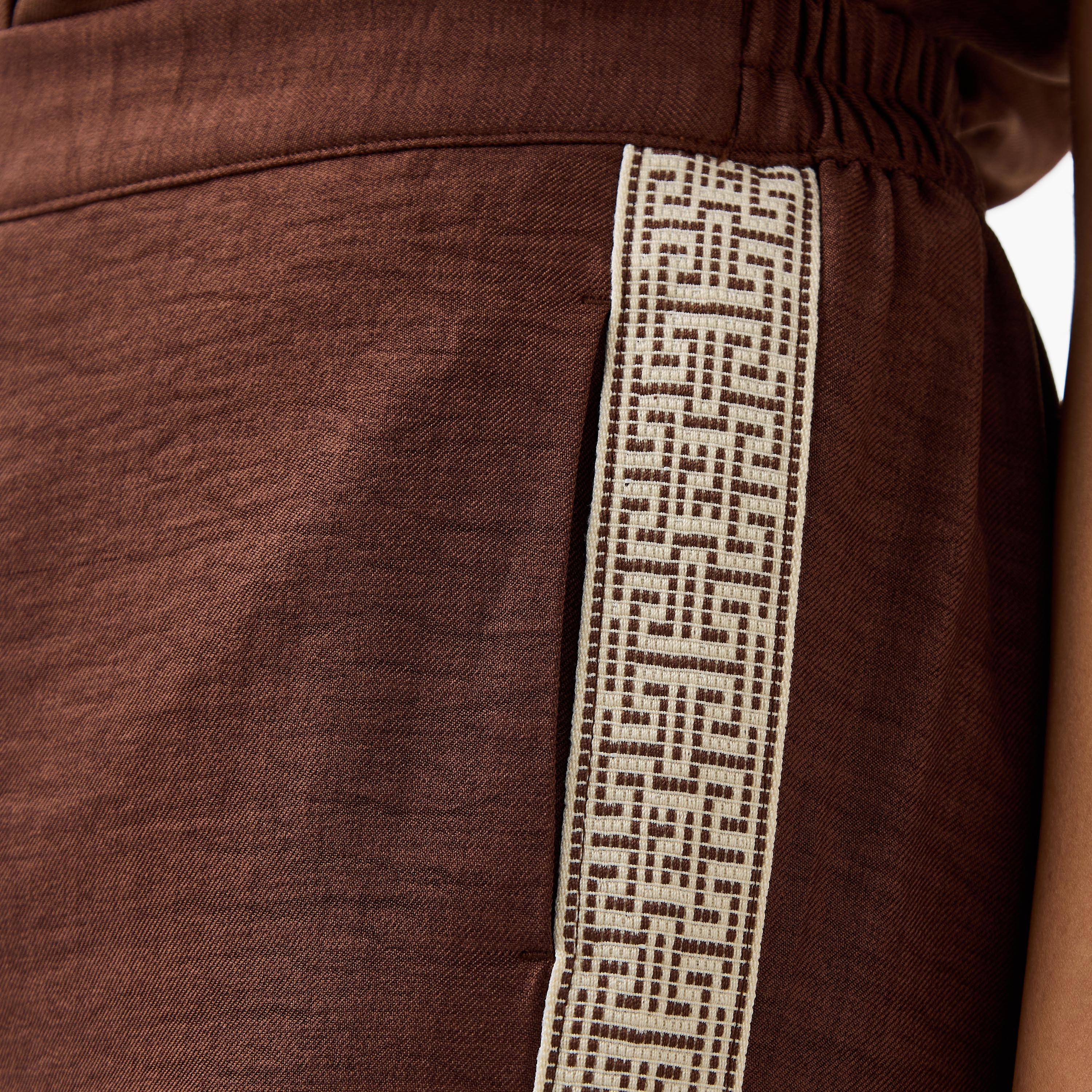 Panel Detail Regular Fit Pants with Semi-Elasticated Waistband-women-clothing-coordsets-image-5