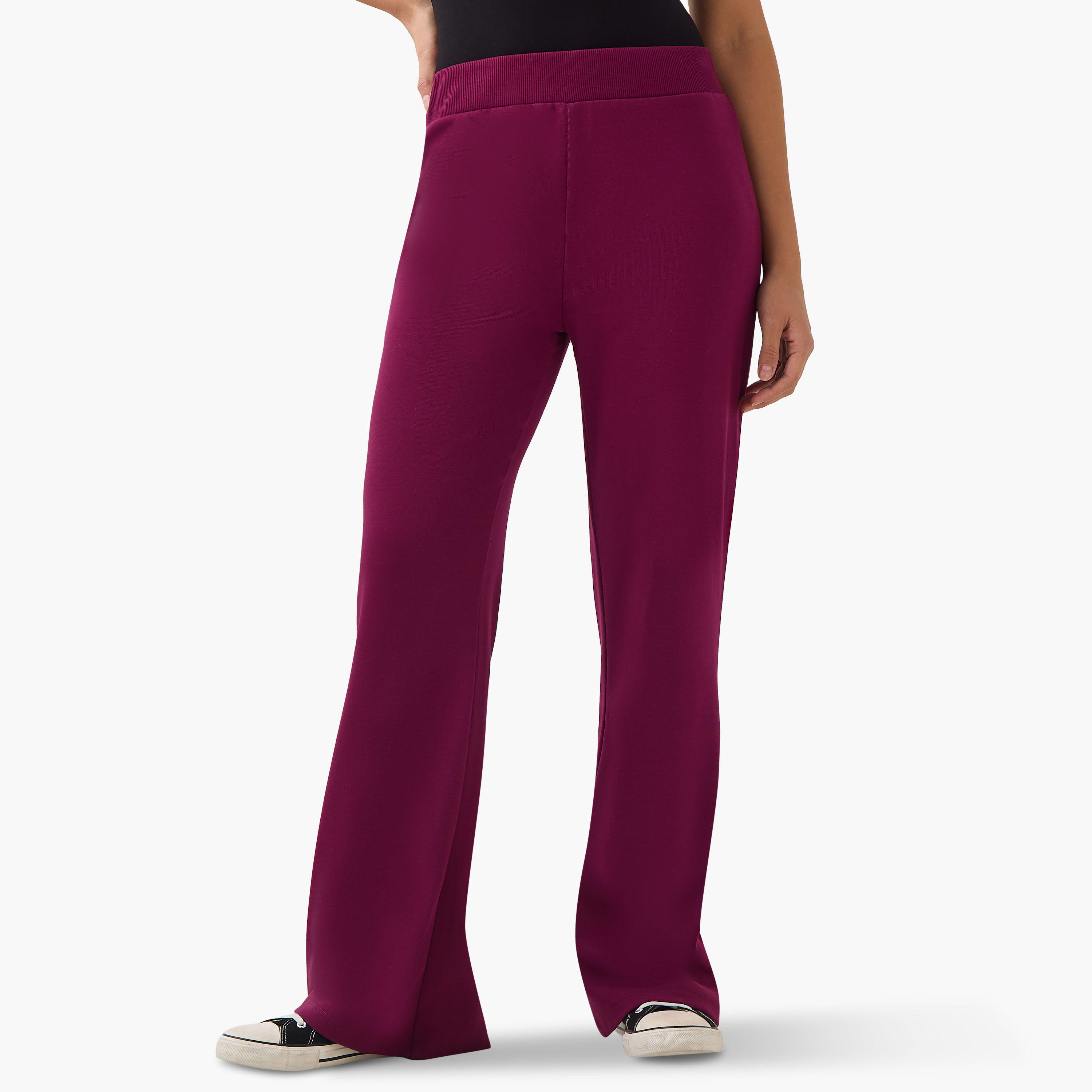 بنطلون ليقنز واسع سادة بخصر مطاطي -women-clothing-bottoms-leggings-image-5