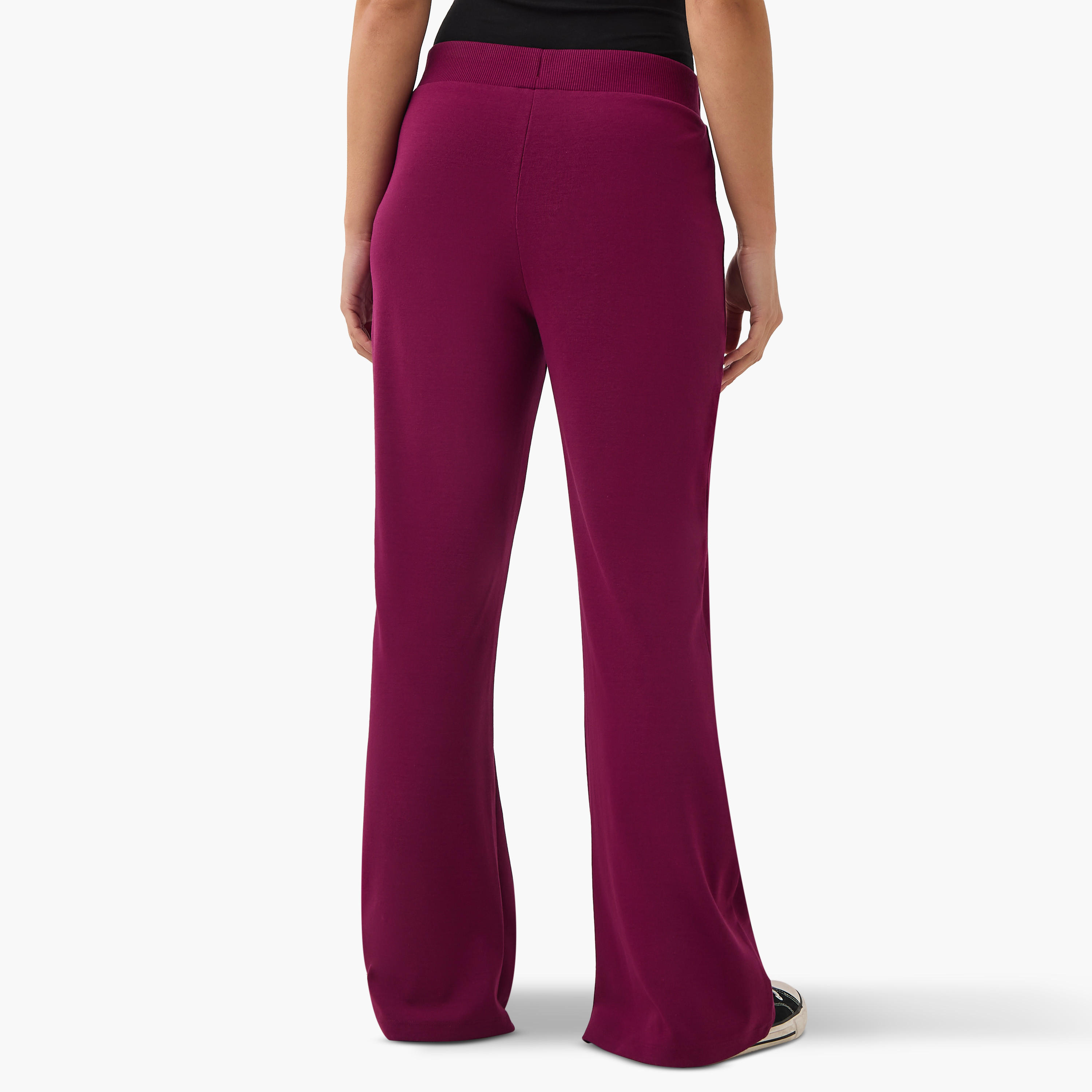 بنطلون ليقنز واسع سادة بخصر مطاطي -women-clothing-bottoms-leggings-image-3