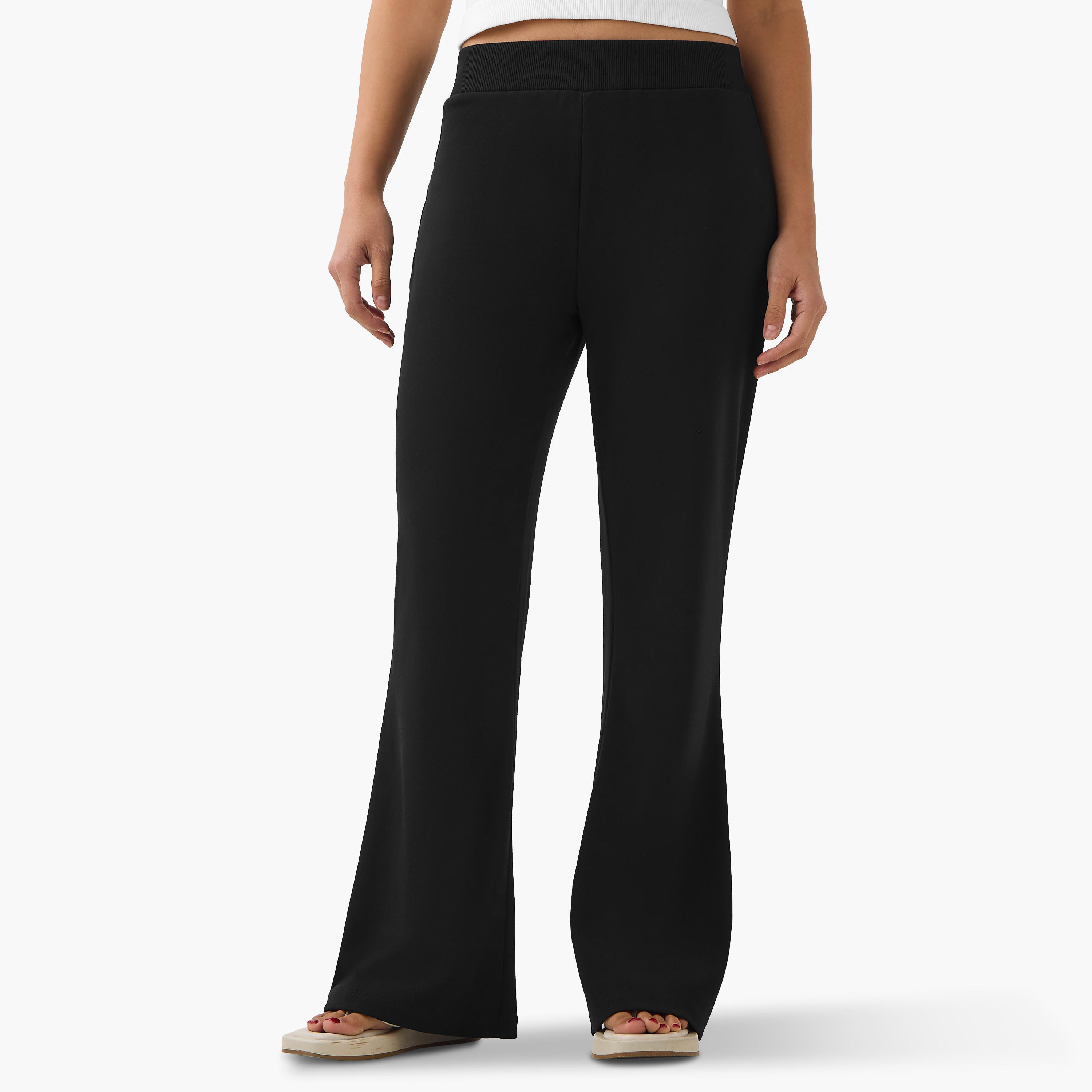 Solid Flared Flexi Waist Leggings-women-clothing-bottoms-leggings-image-1