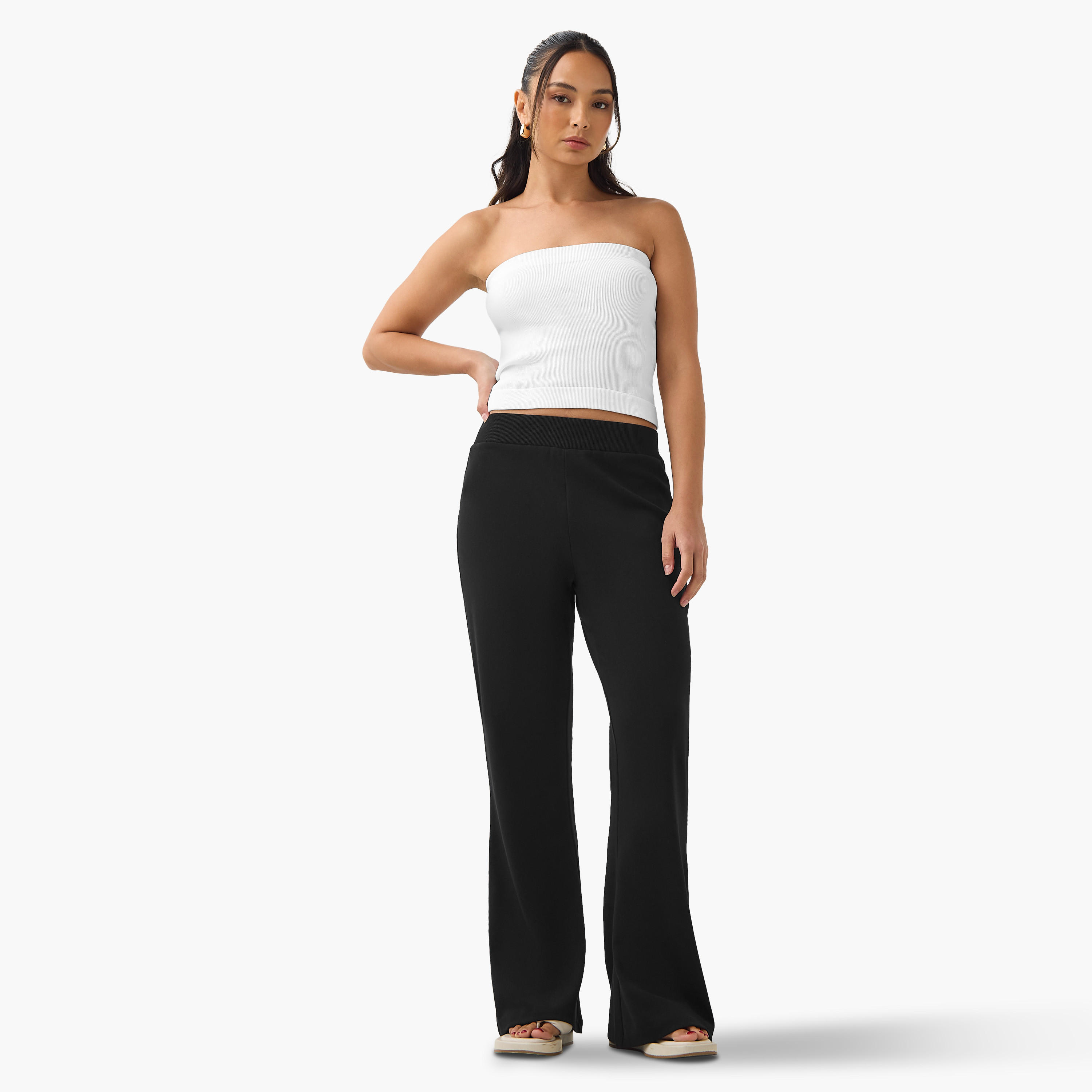 Solid Flared Flexi Waist Leggings-women-clothing-bottoms-leggings-image-2