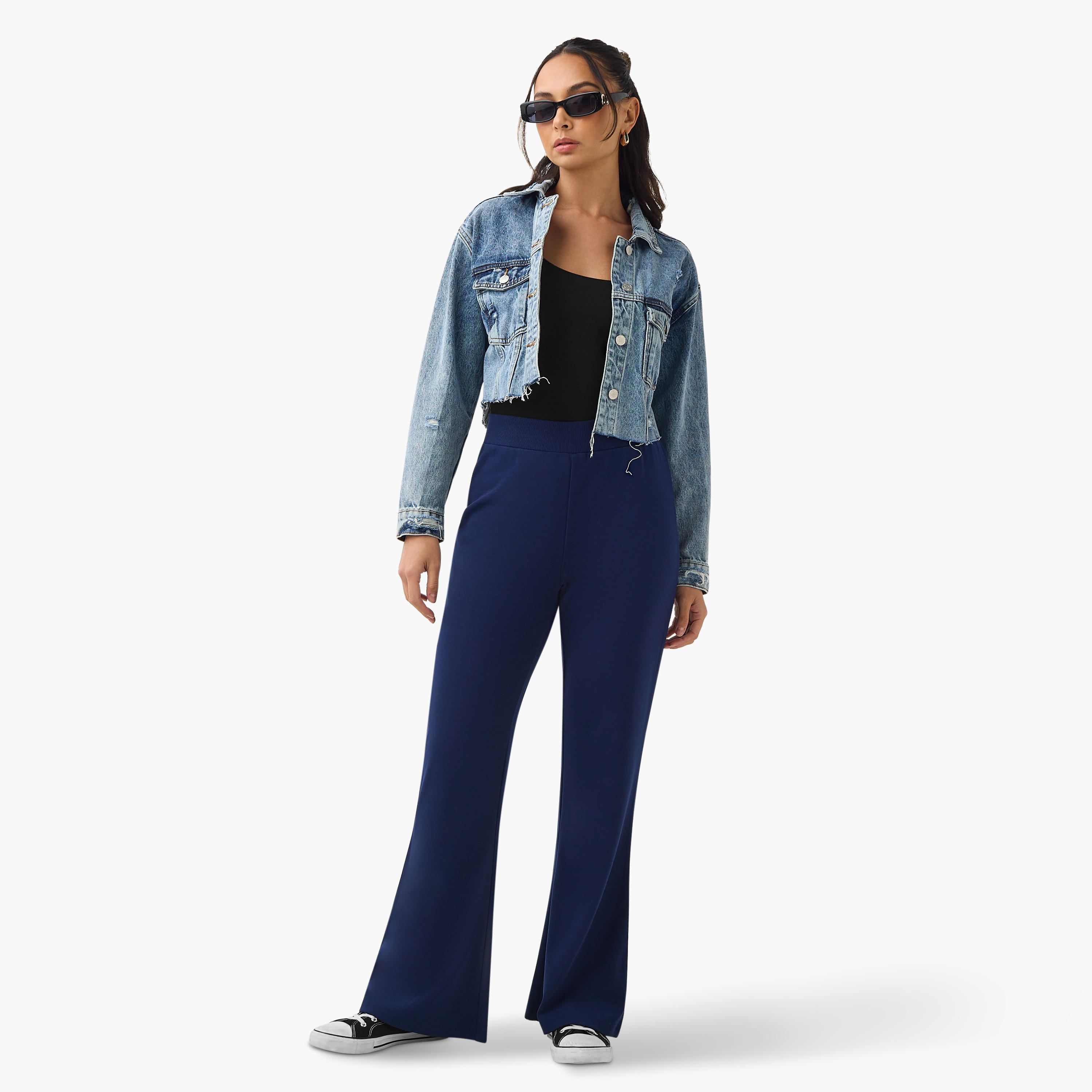 Solid Flared Flexi Waist Leggings-women-clothing-bottoms-leggings-image-3