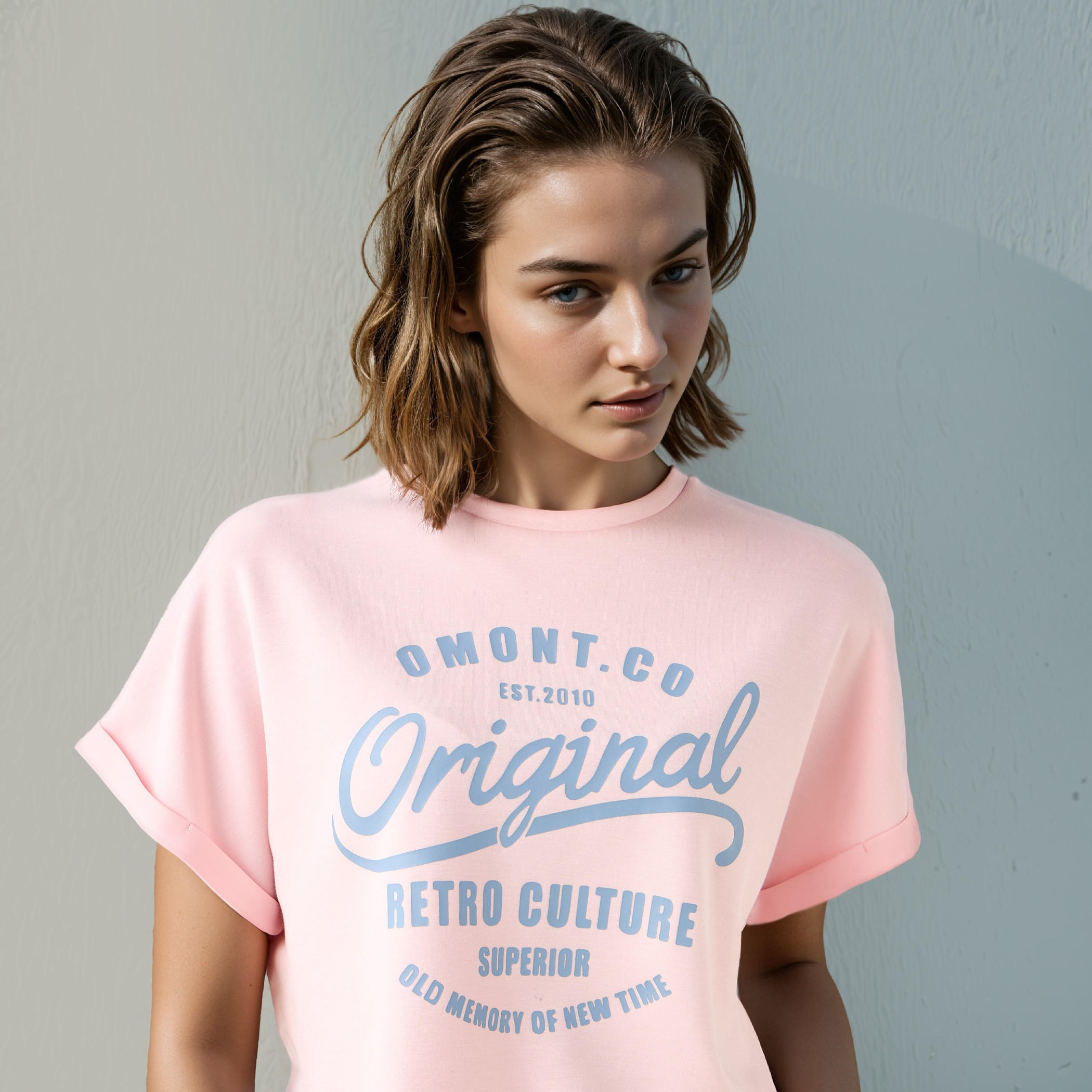 Printed Crew Neck T-shirt with Extended Short Sleeves-women-clothing-tshirts-image-3