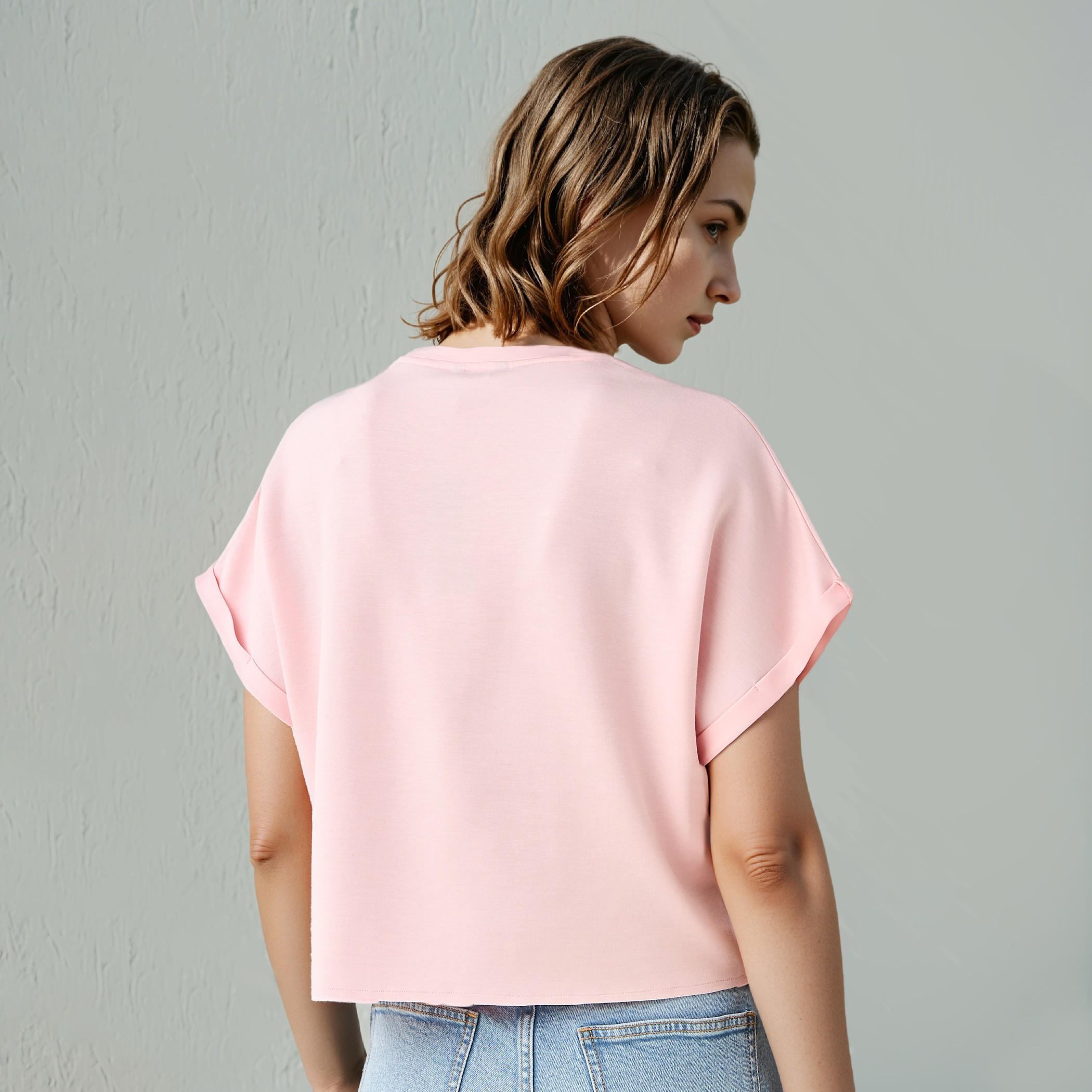 Printed Crew Neck T-shirt with Extended Short Sleeves-women-clothing-tshirts-image-5