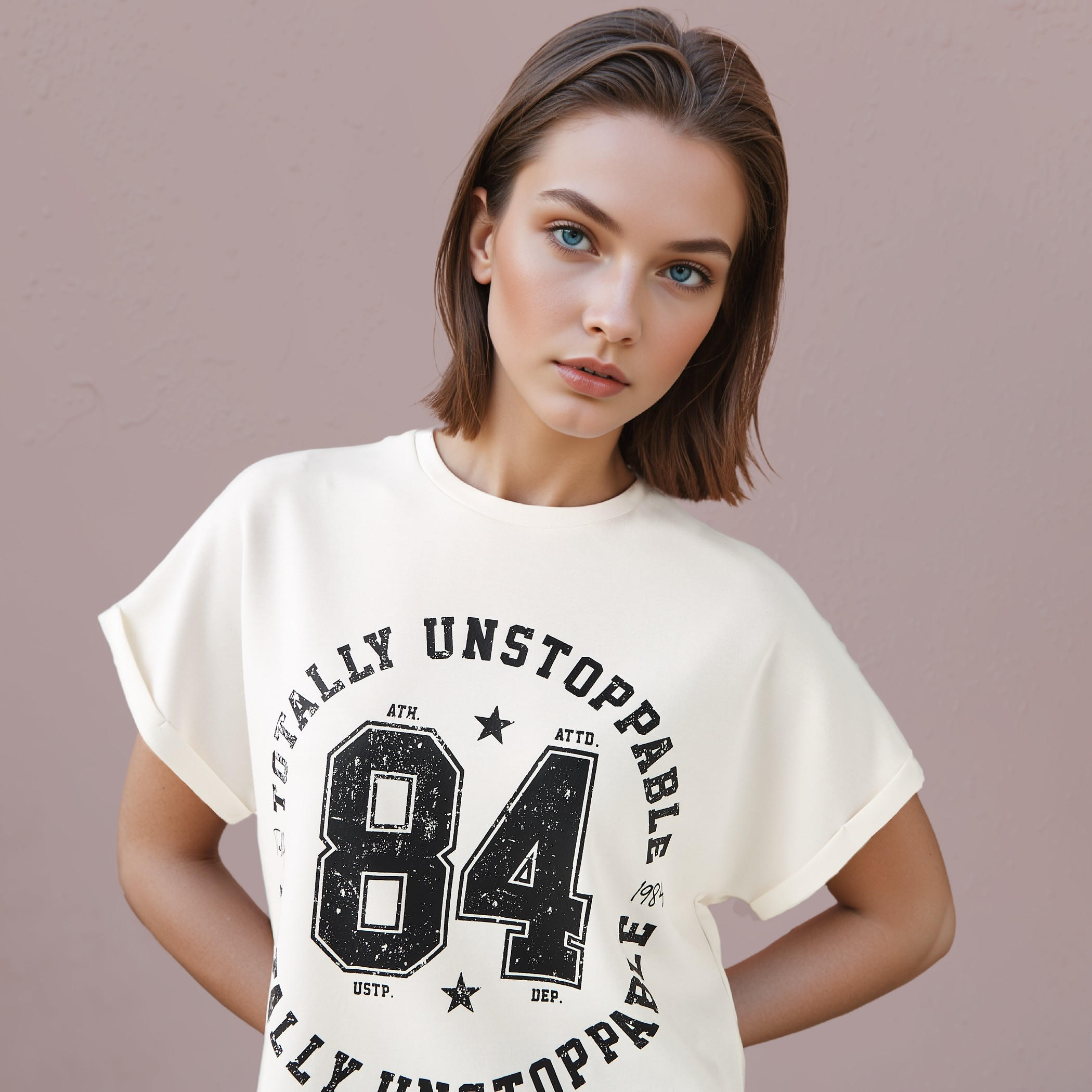 Printed Crew Neck T-shirt with Extended Short Sleeves-women-clothing-tshirts-image-4