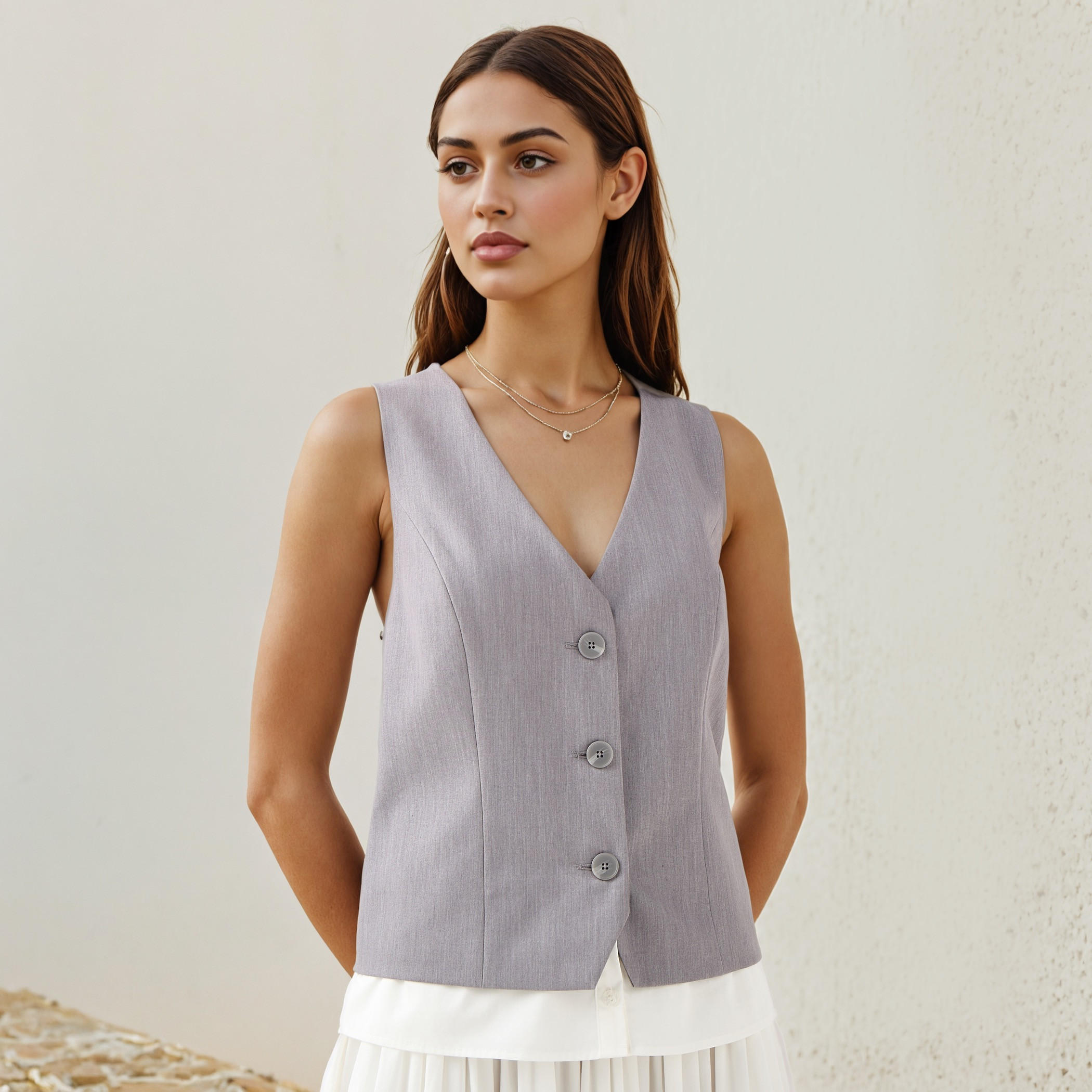 Regular Fit Waistcoat with Buckled Belt Detail-women-winterwear-coatsandjackets-waistcoats-image-1