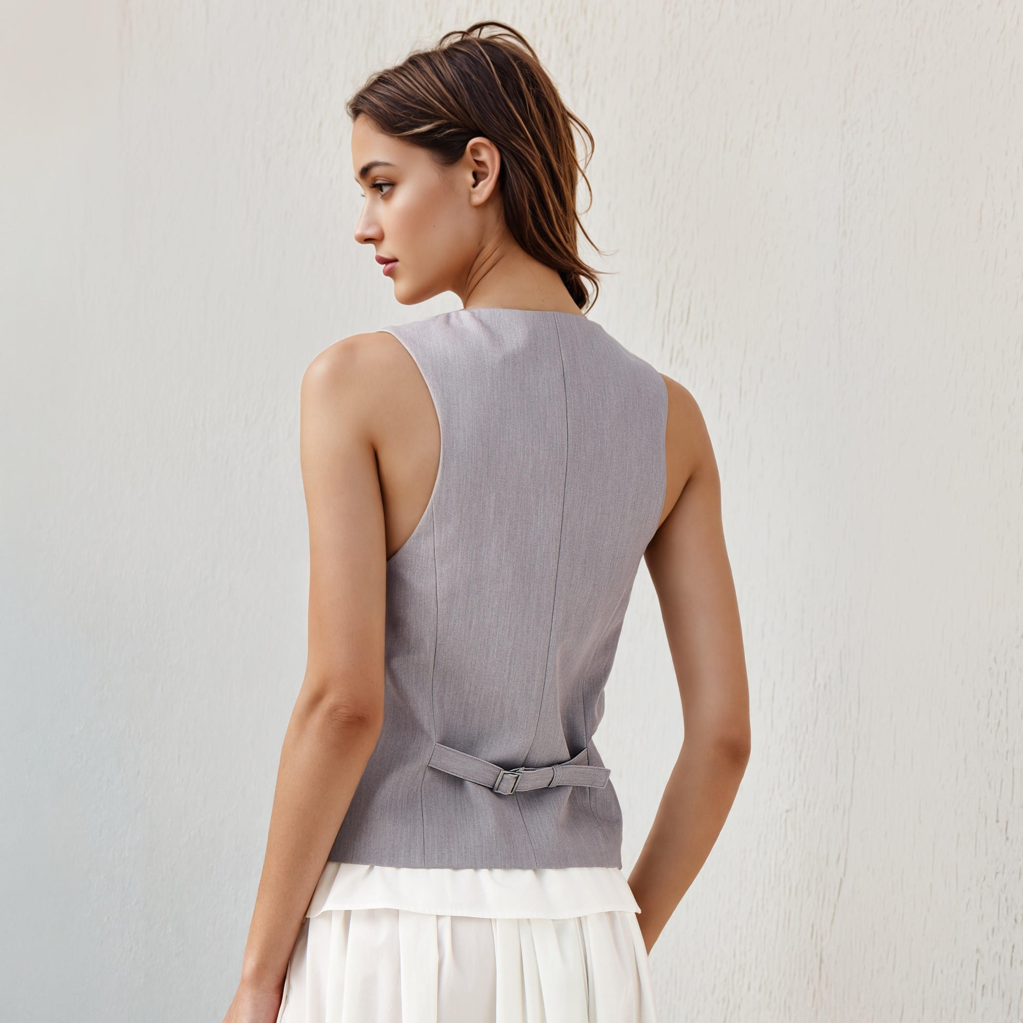 Regular Fit Waistcoat with Buckled Belt Detail-women-winterwear-coatsandjackets-waistcoats-image-3