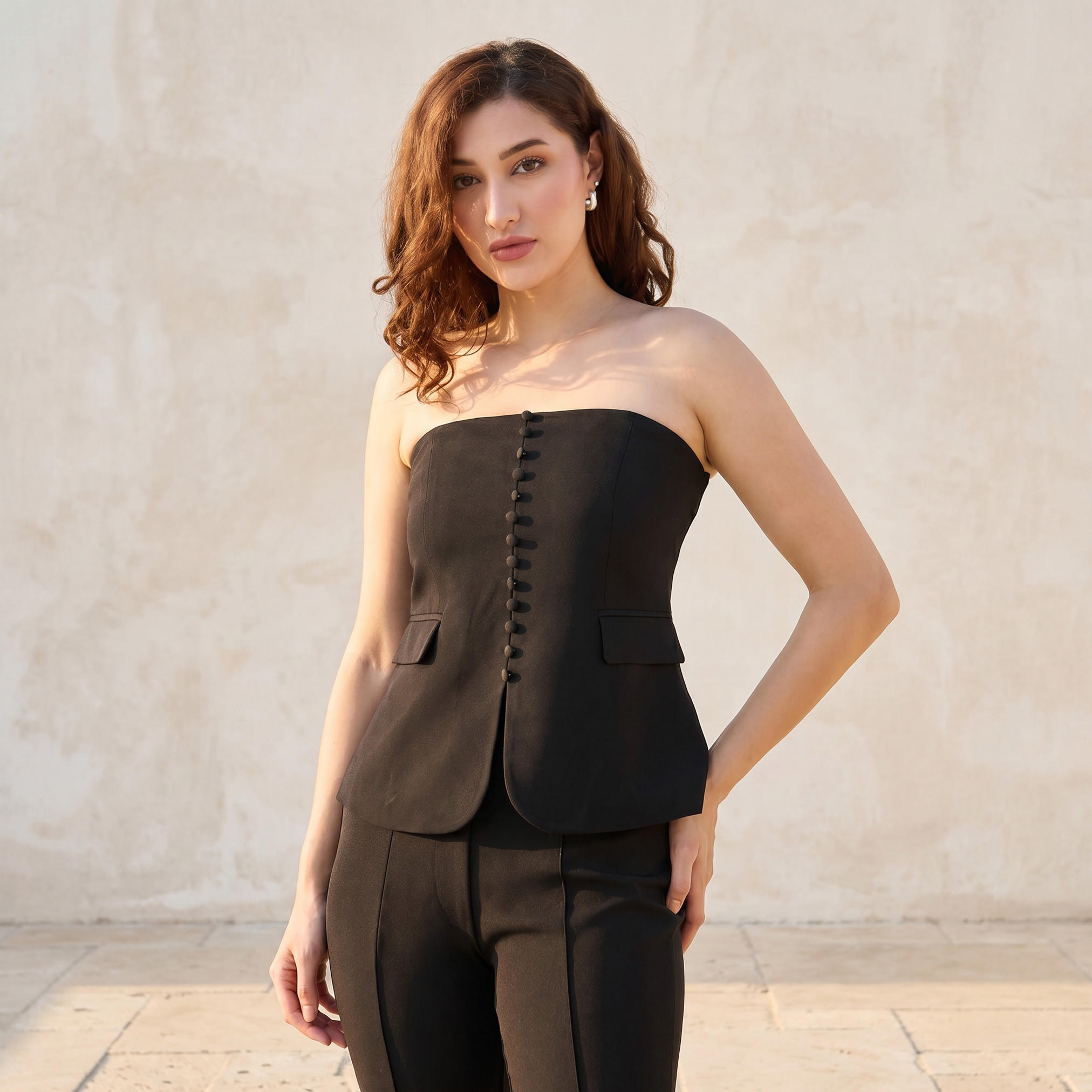 معطف خصر تيوب بزينة زر-women-winterwear-coatsandjackets-waistcoats-image-5