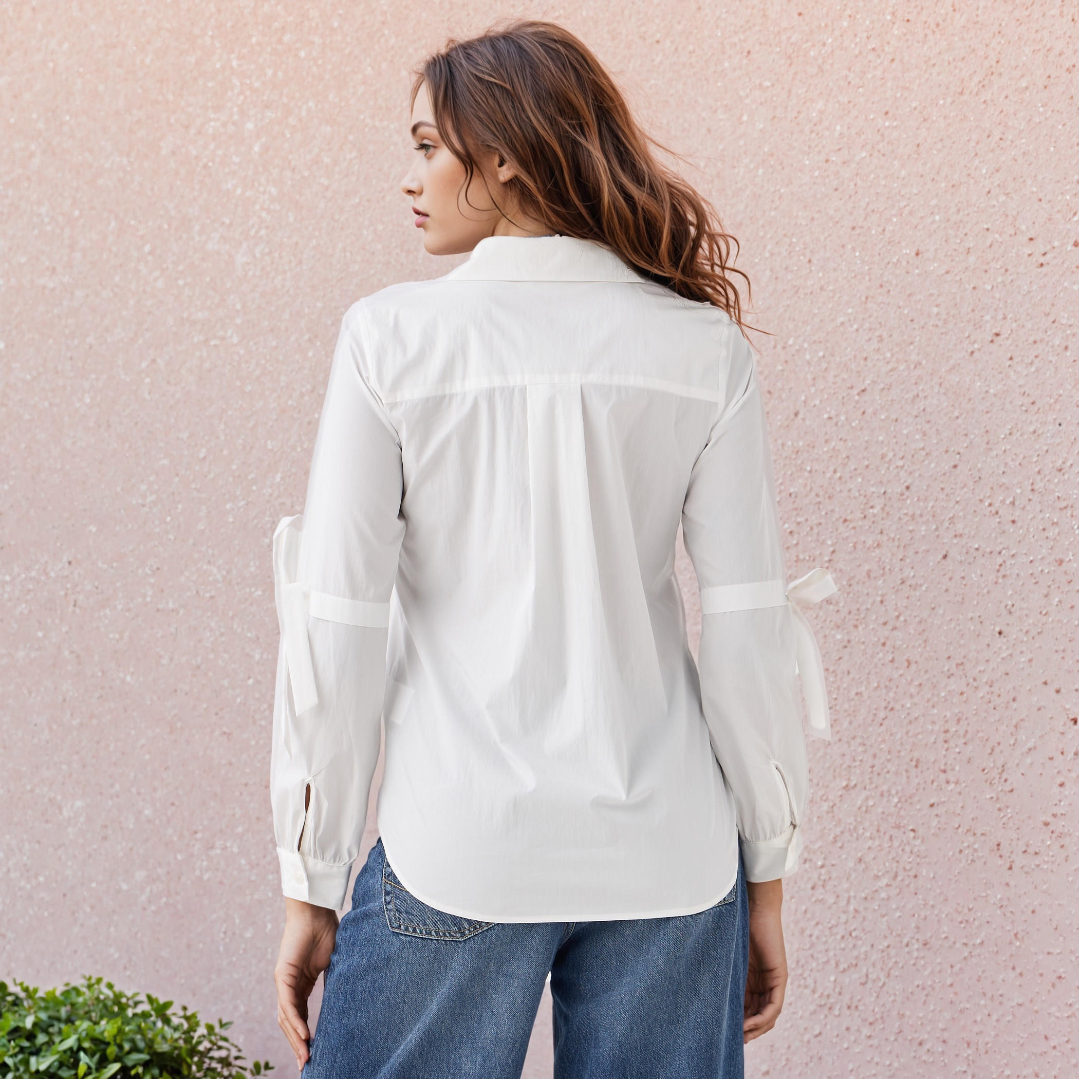 قميص شفاف بارز الملمس وجيب على الصدر وتفاصيل رباط-women-clothing-shirtsandblouses-shirts-image-3