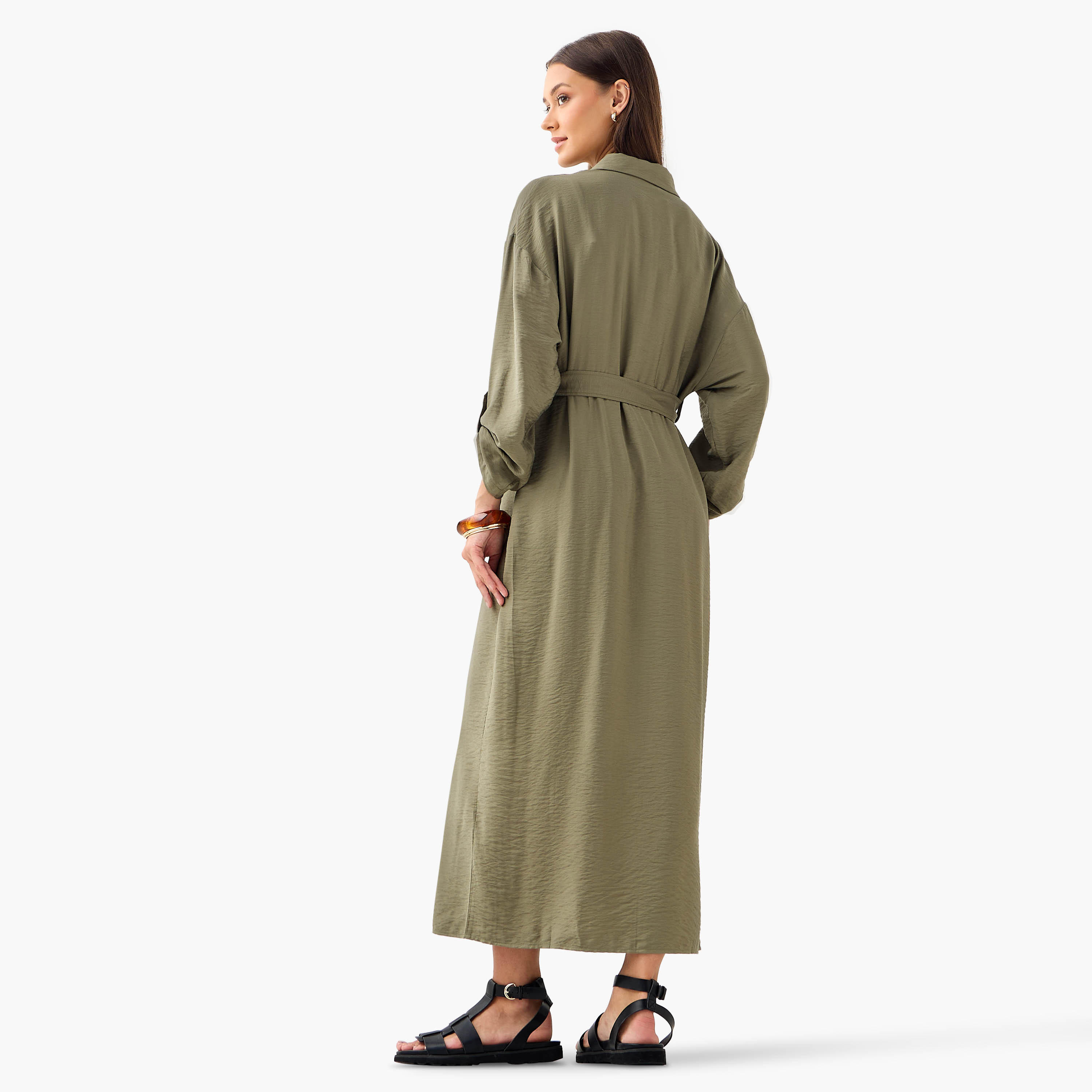 Maxi Shirt Dress with Pockets and Detachable Belt-women-clothing-dresses-image-3