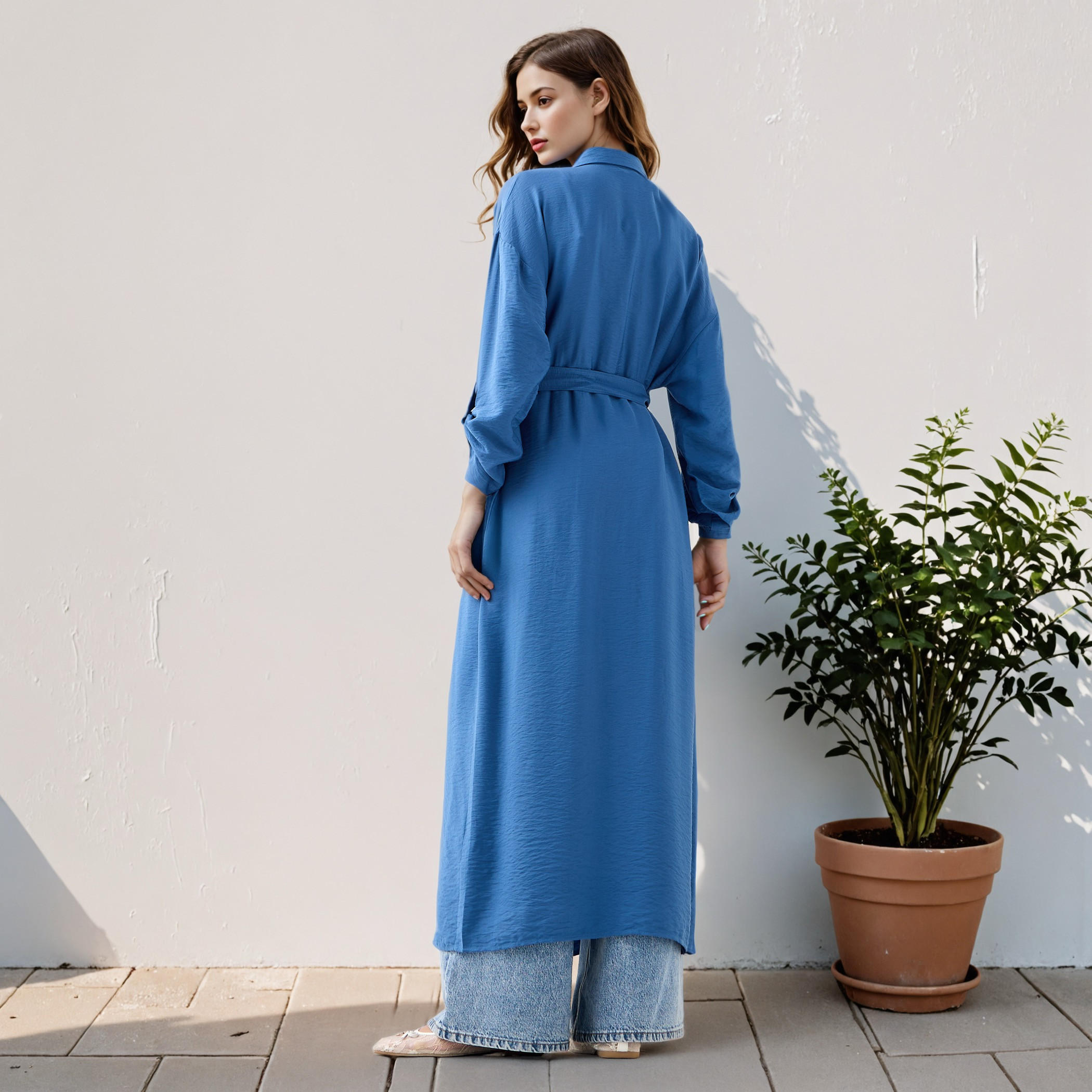 Maxi Shirt Dress with Pockets and Detachable Belt-women-clothing-dresses-image-3