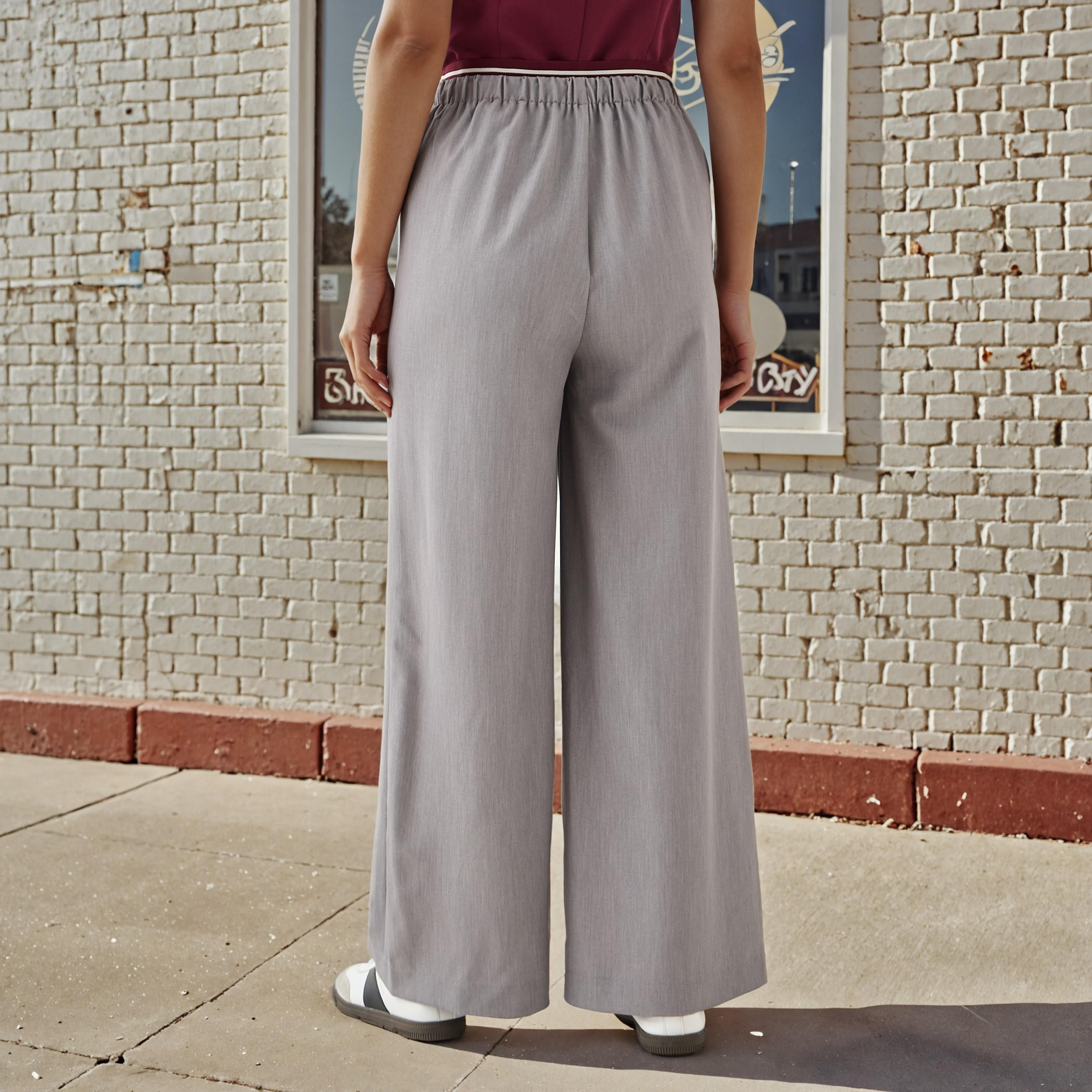 Drawstring Closure Regular Fit Flexi Waist Pants-women-clothing-bottoms-trousers-image-3