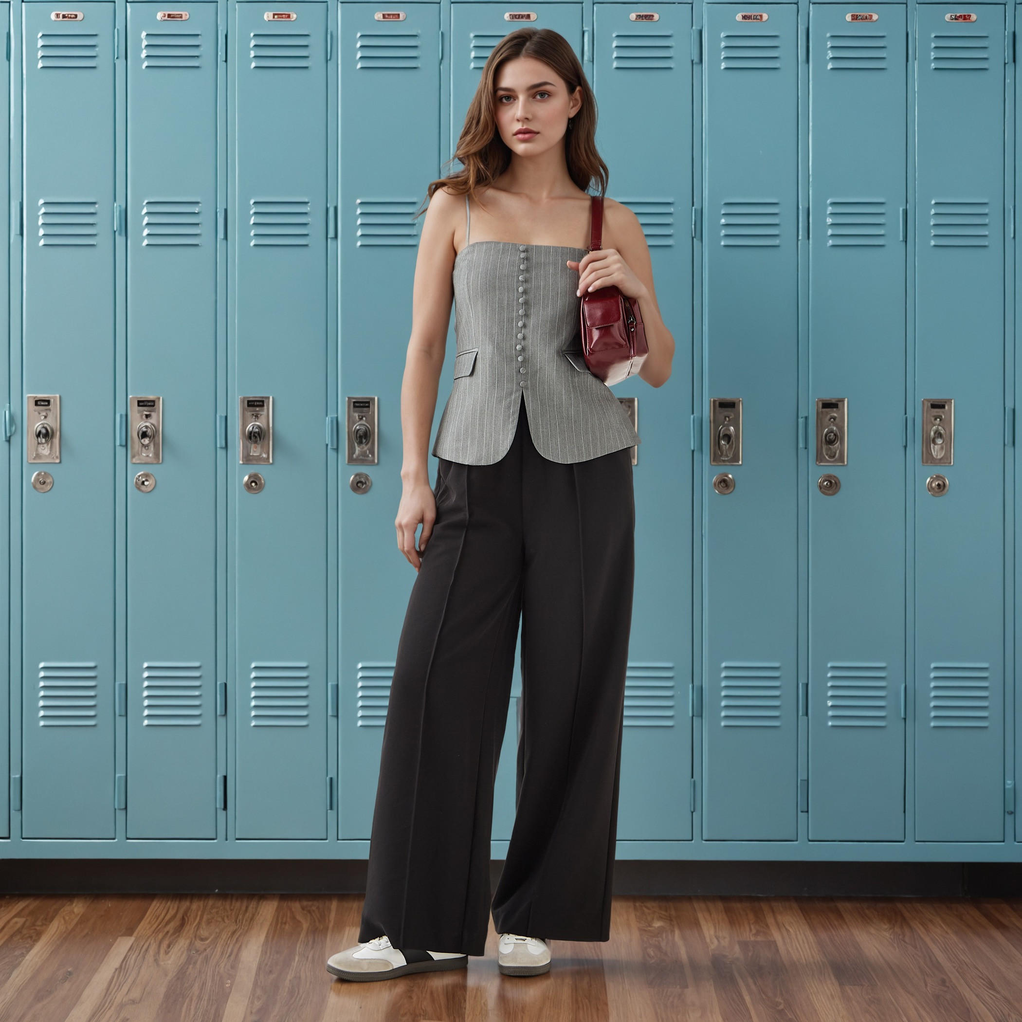 بنطلون بقصة عادية وخصر مرن ورباط-women-clothing-bottoms-trousers-image-2