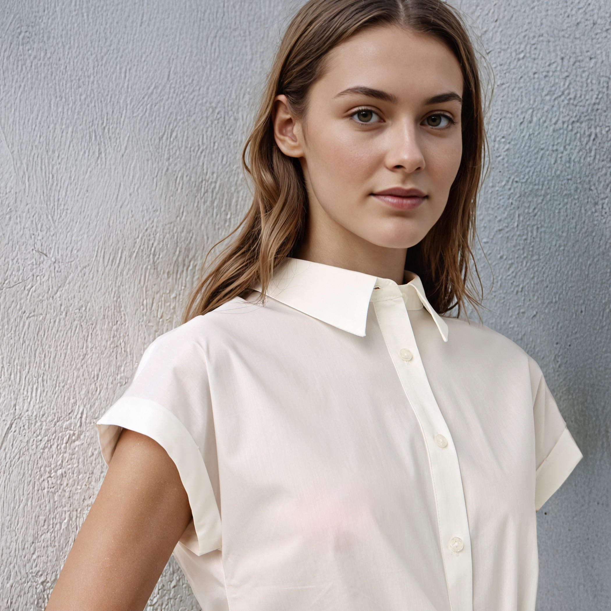 Knot Detail Shirt with Collar and Extended Short Sleeves-women-clothing-shirtsandblouses-shirts-image-4