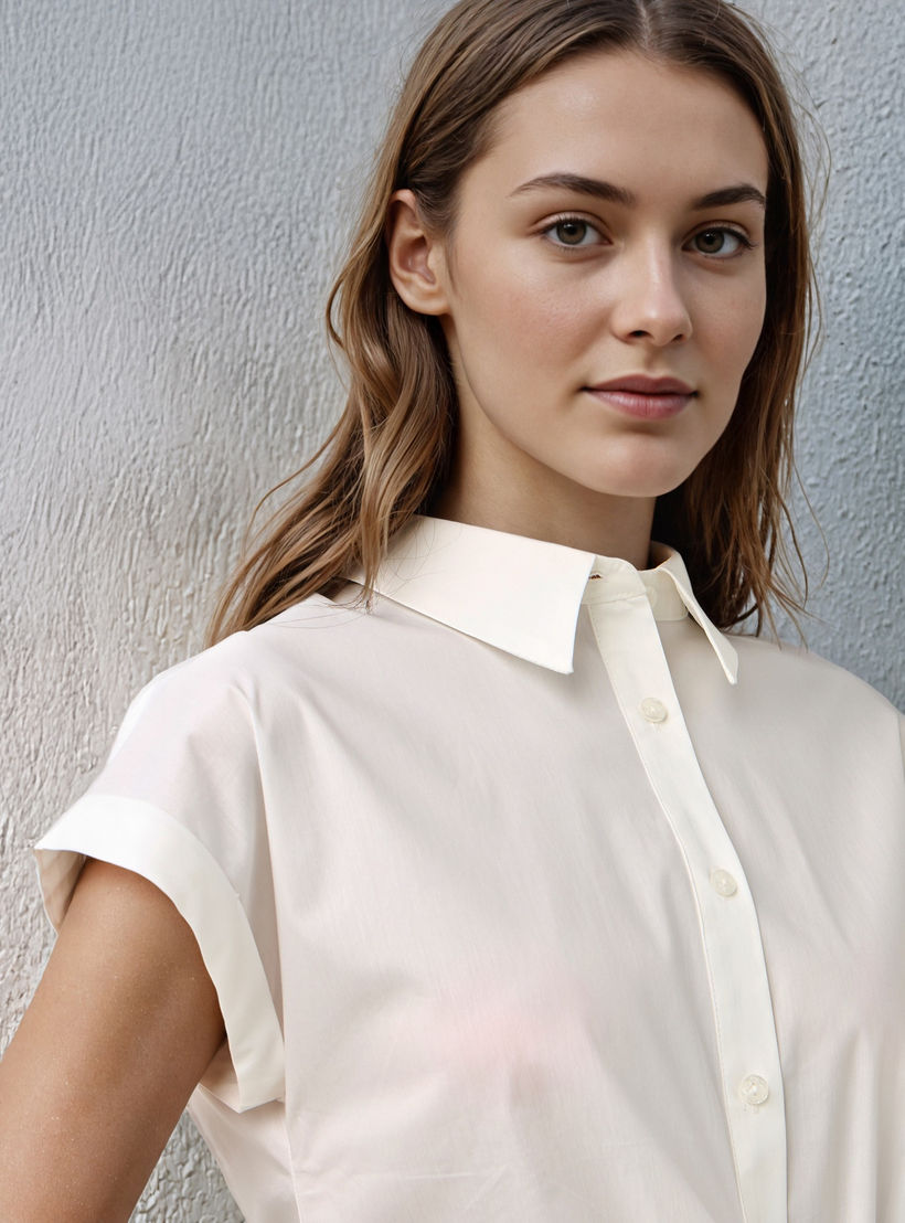 Knot Detail Shirt with Collar and Extended Short Sleeves-women-clothing-shirtsandblouses-shirts-image-4