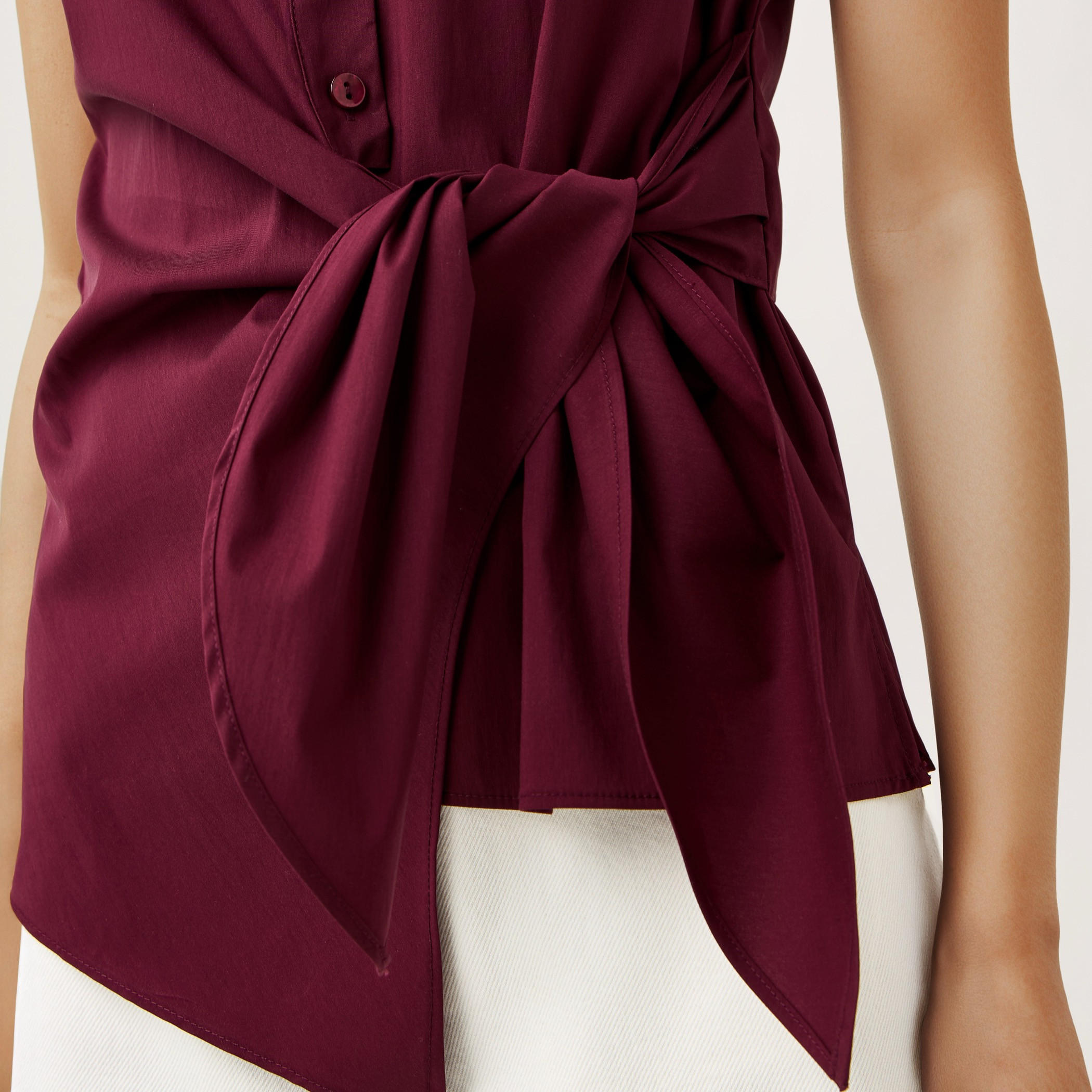Knot Detail Shirt with Collar and Extended Short Sleeves-women-clothing-shirtsandblouses-shirts-image-4